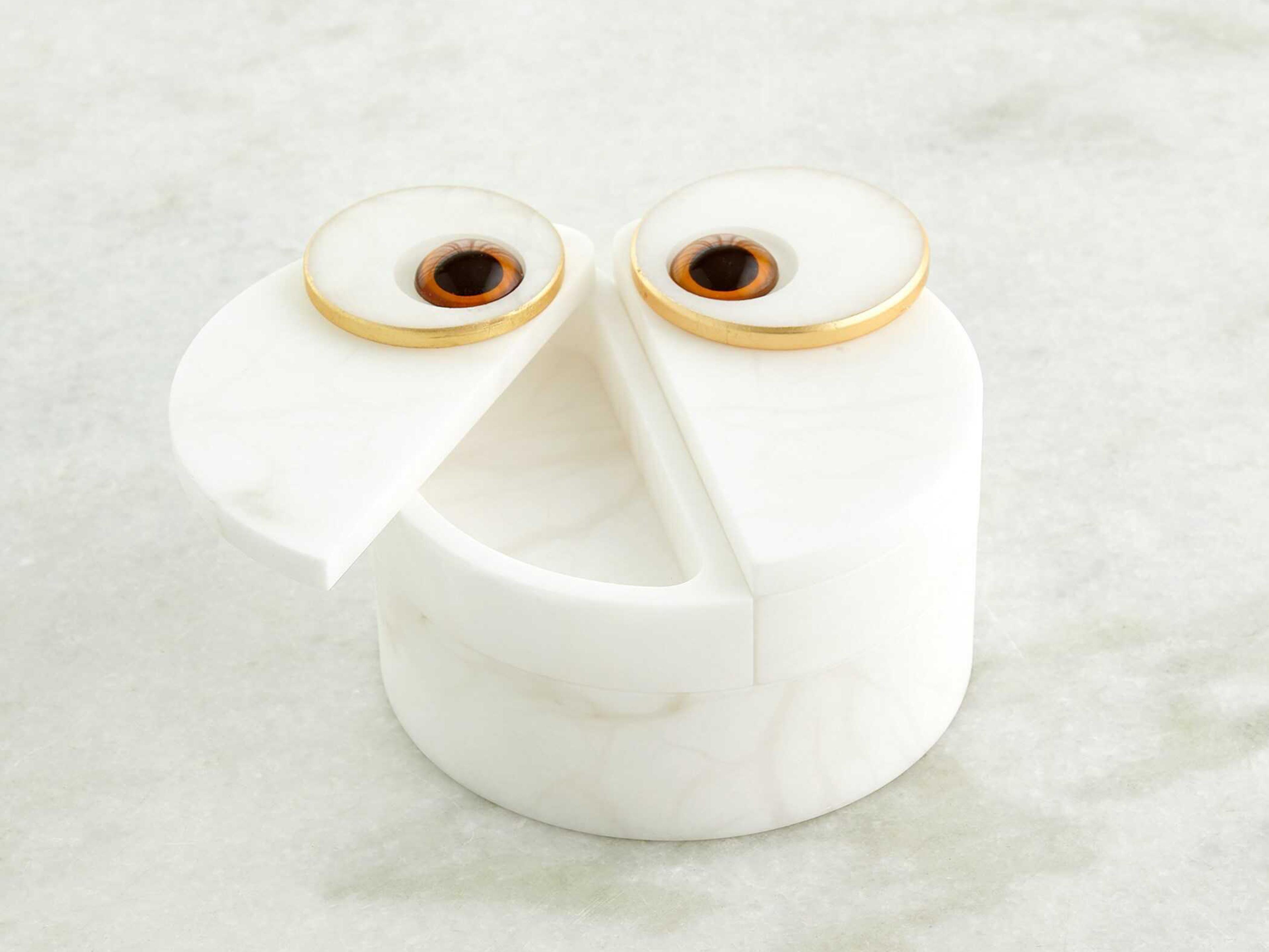 Global Views Italian Alabaster / Gold Leaf Owl Box