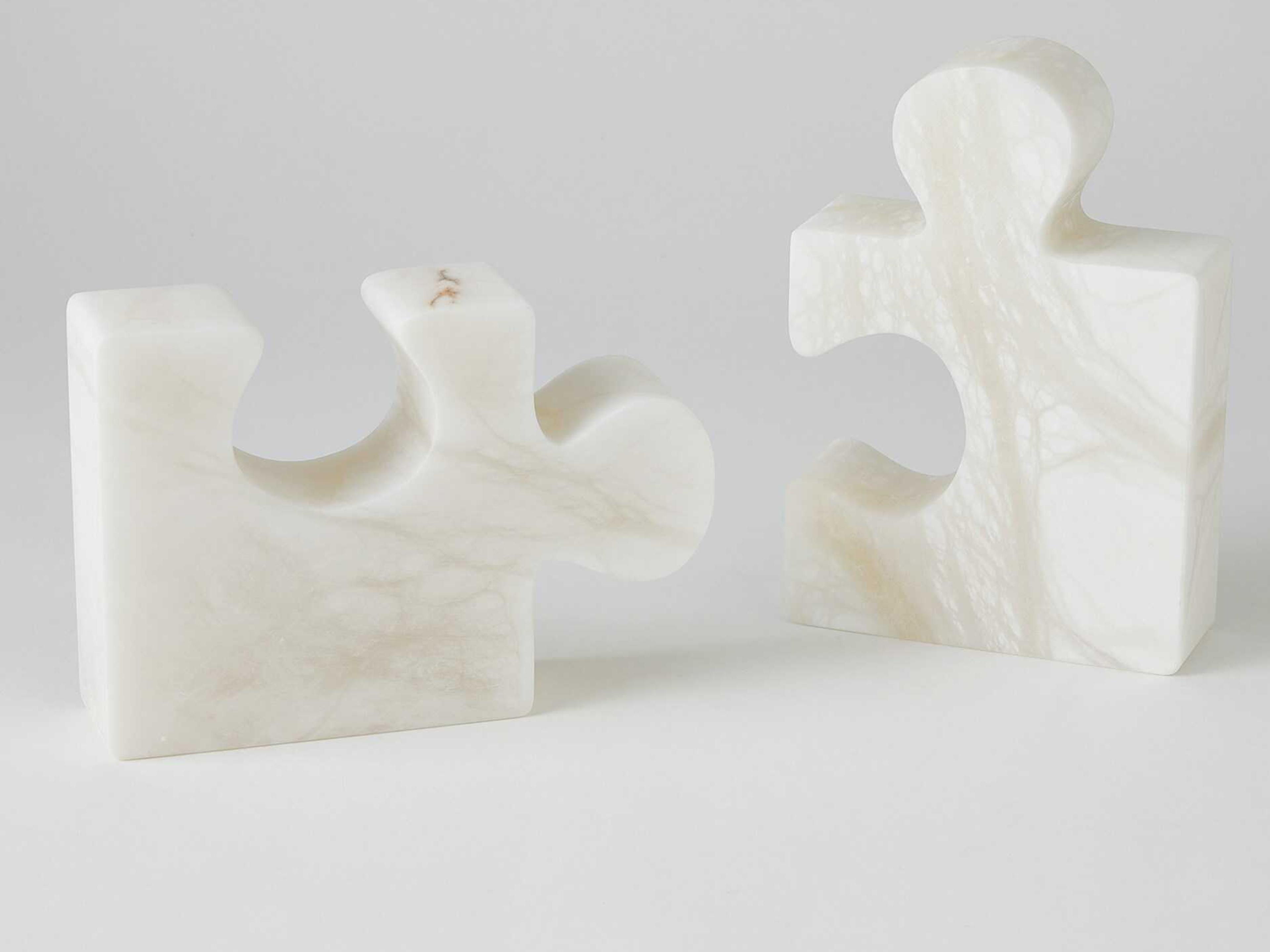 S/2 Jigsaw White Bookends