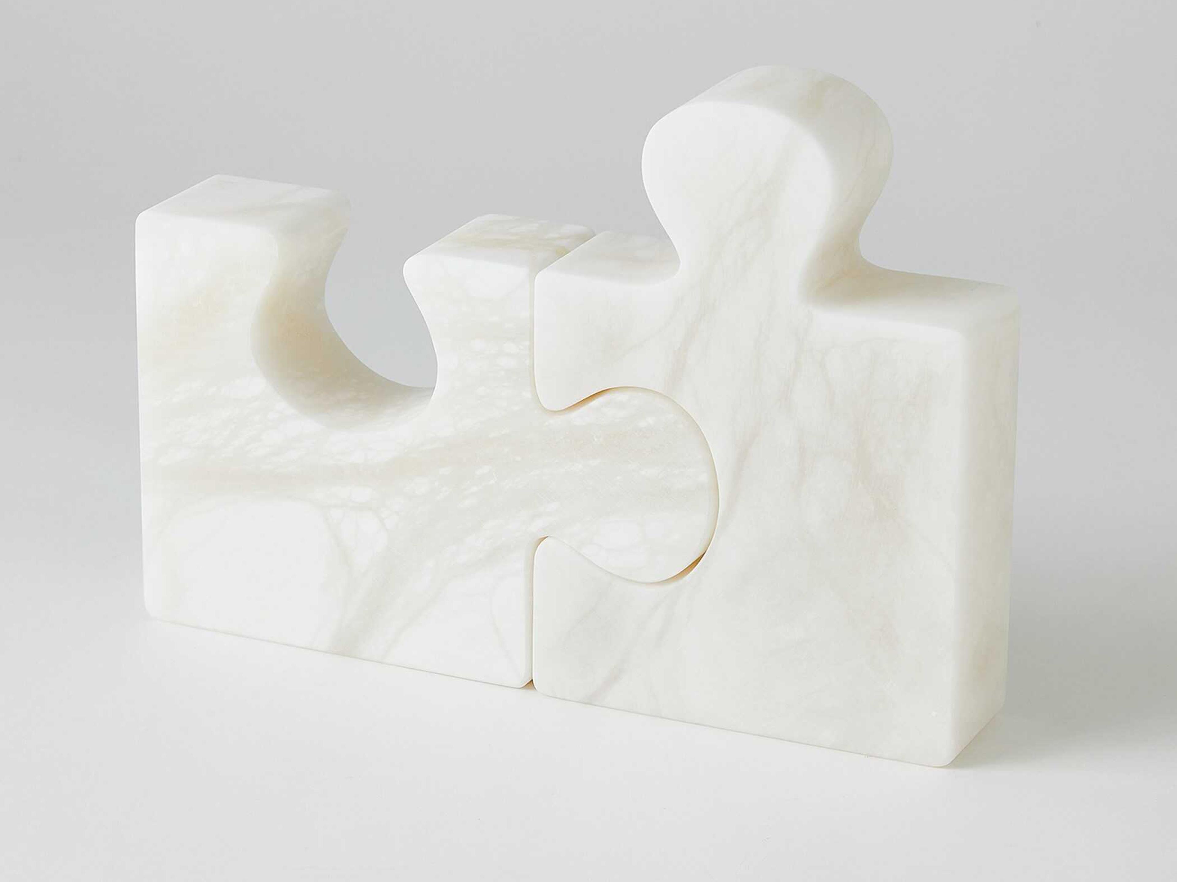 Global Views S/2 Jigsaw White Bookends