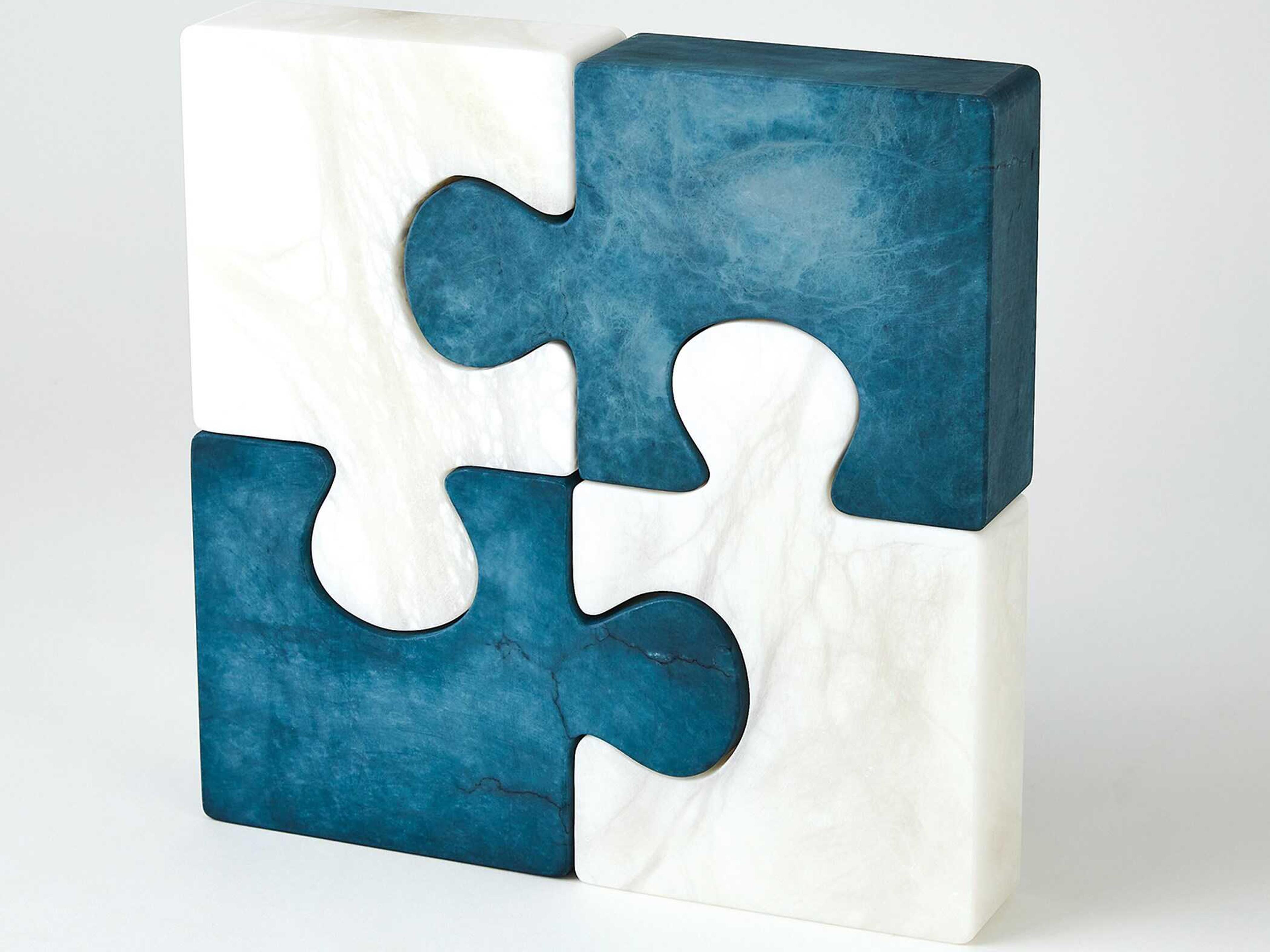 Global Views S/2 Jigsaw White Bookends