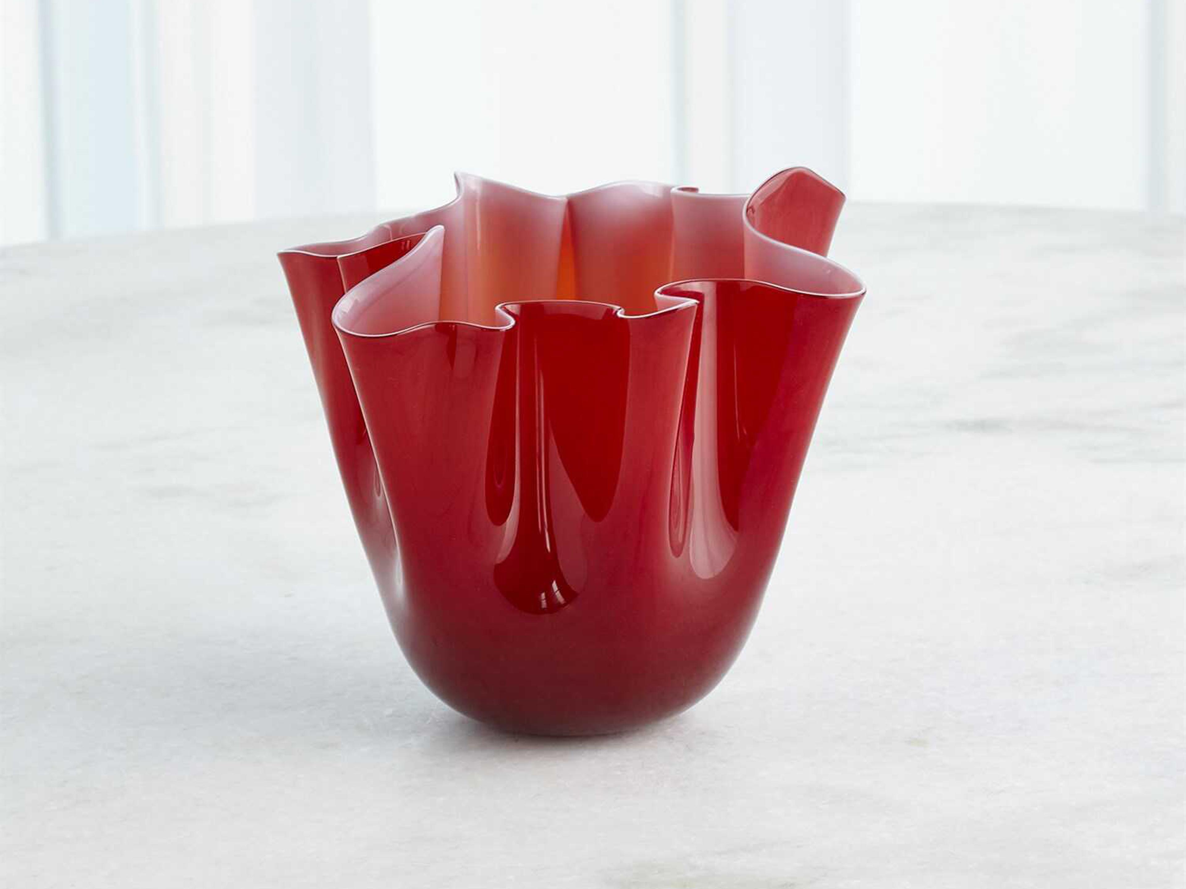 Global Views Handkerchief Deep Red 9" Vase