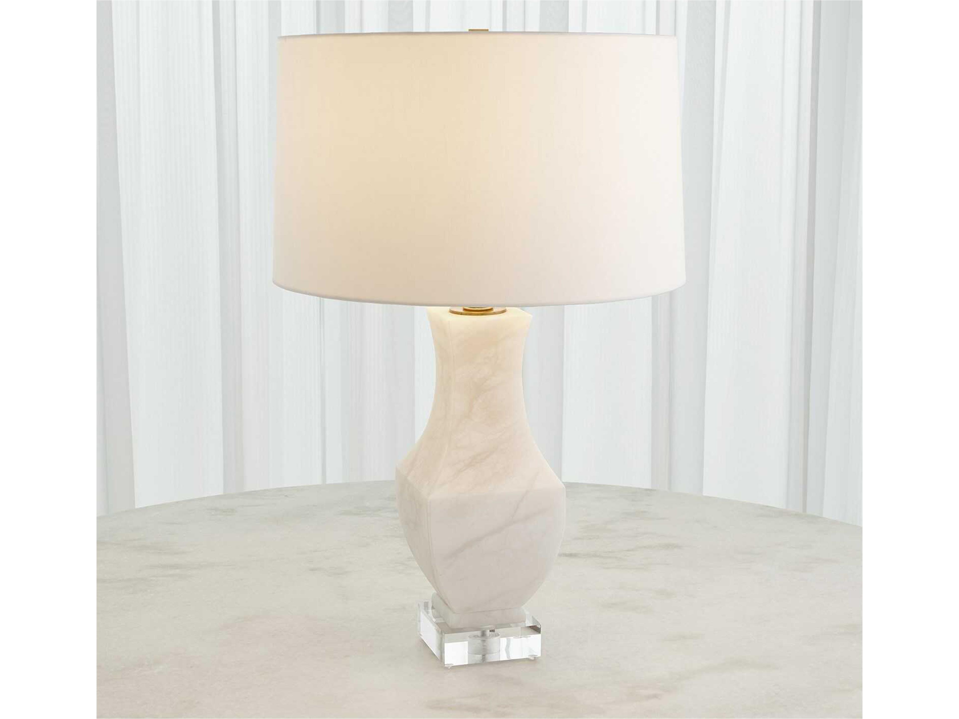 Alabaster Crystal Brass White Table Lamp