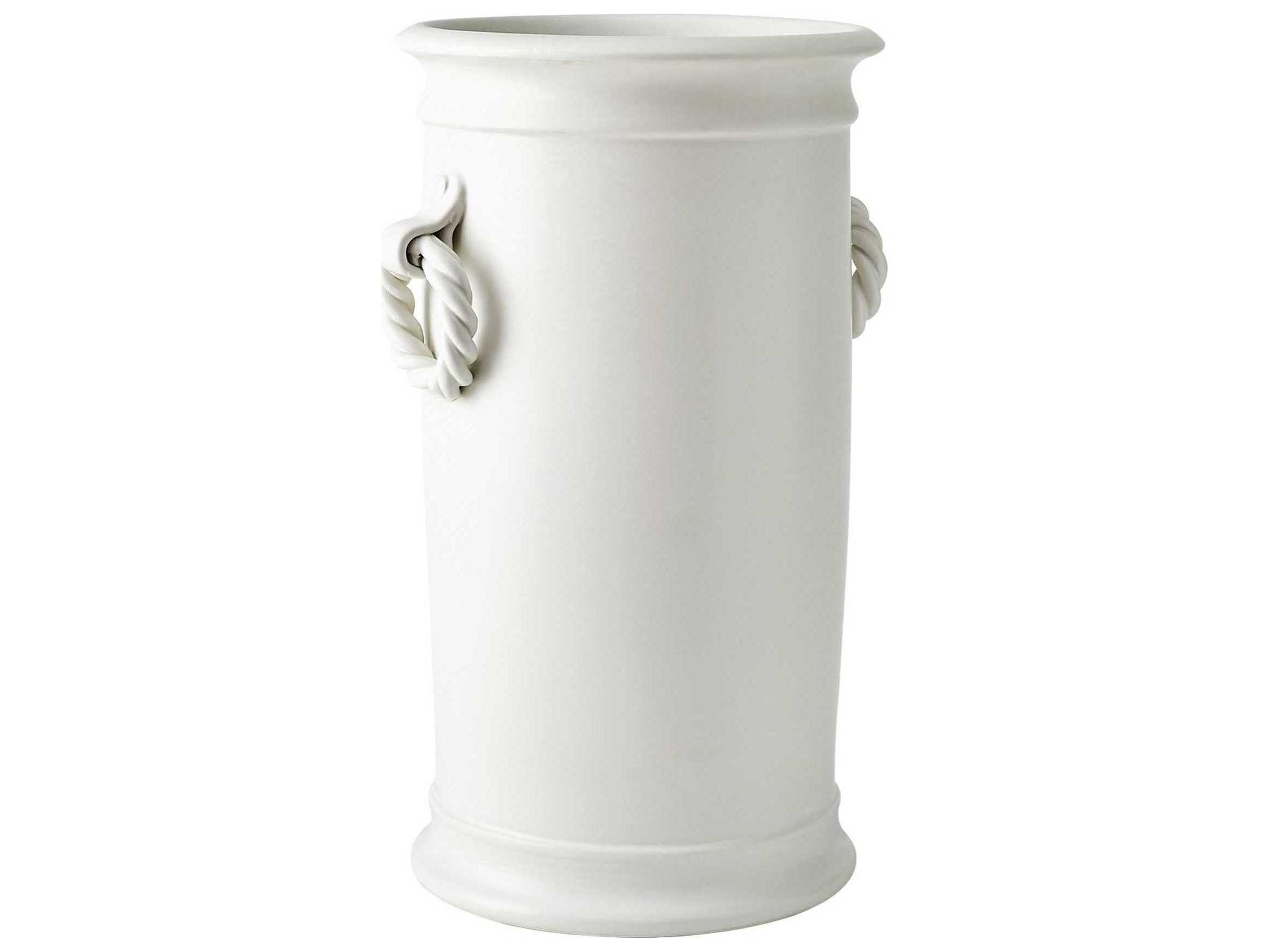 Global Views Rope Handle Matte White Vessel