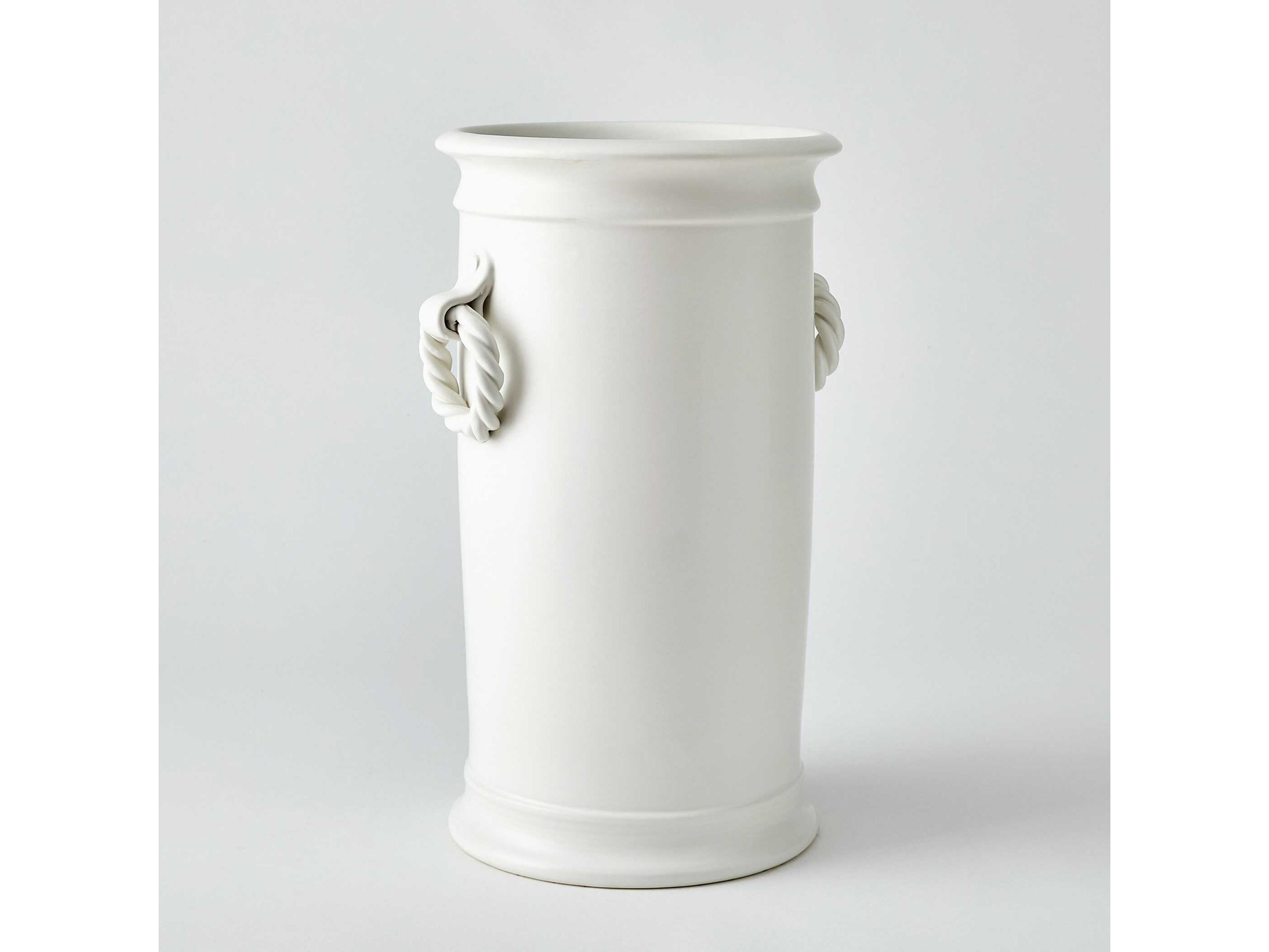 Global Views Rope Handle Matte White Vessel
