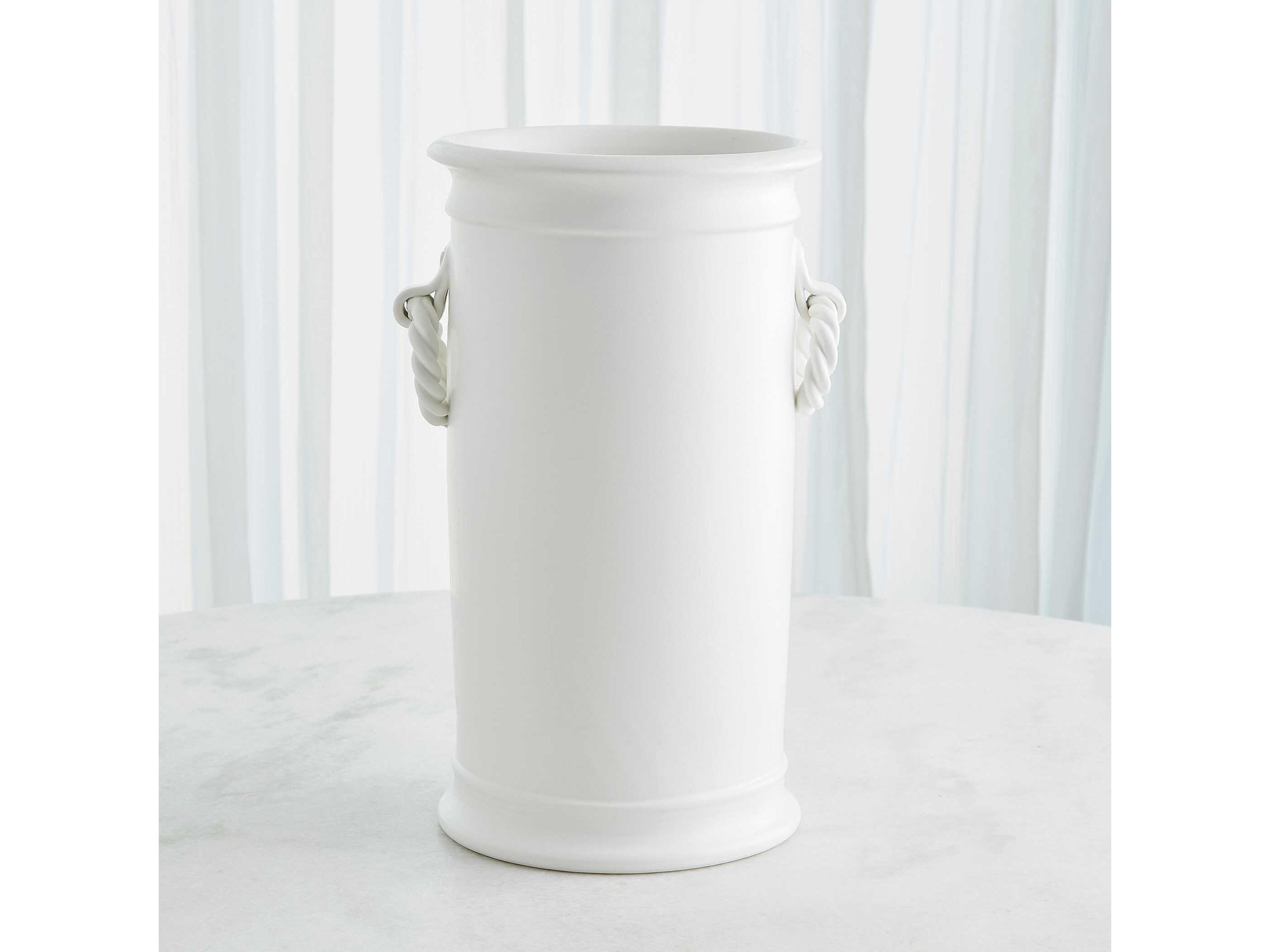 Global Views Rope Handle Matte White Vessel