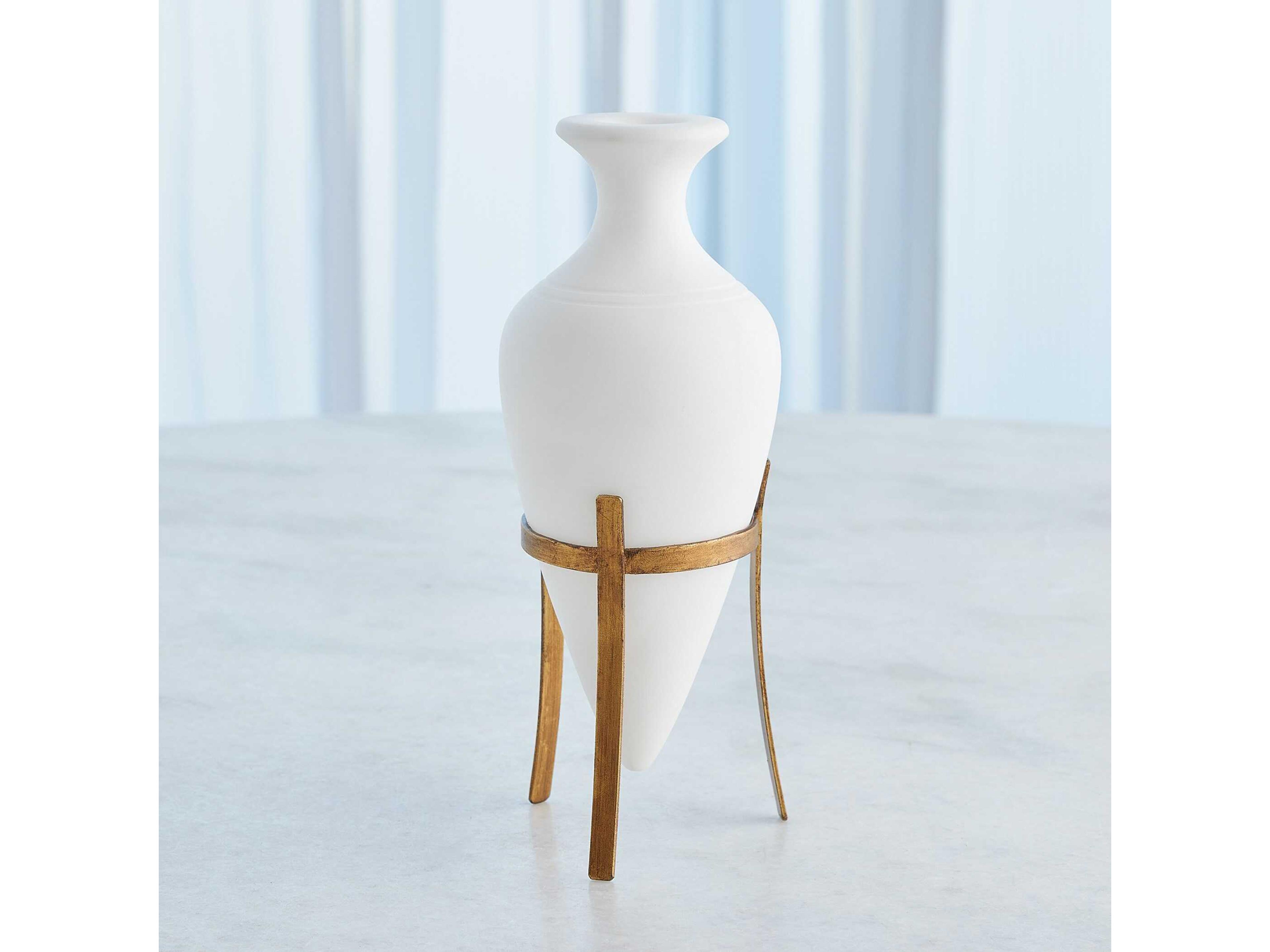 Global Views Amphora Alabaster White Vase