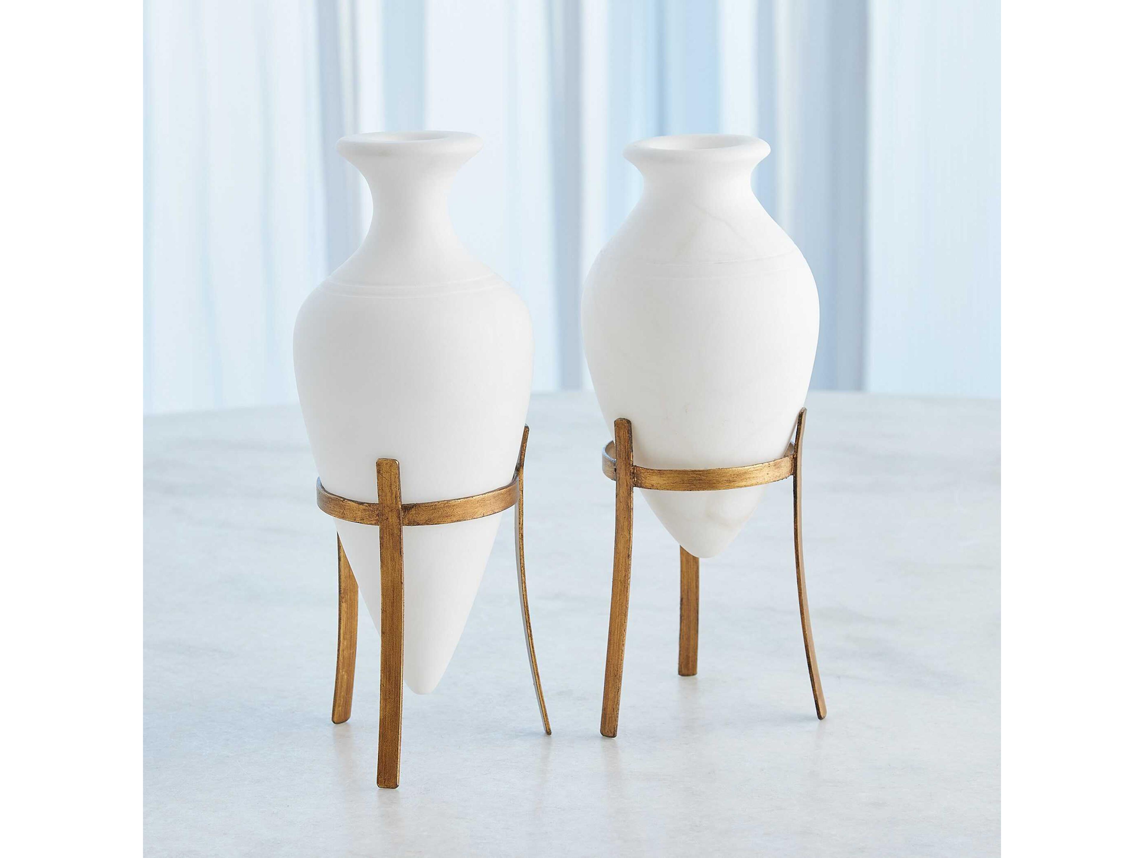 Global Views Amphora Alabaster White Vase