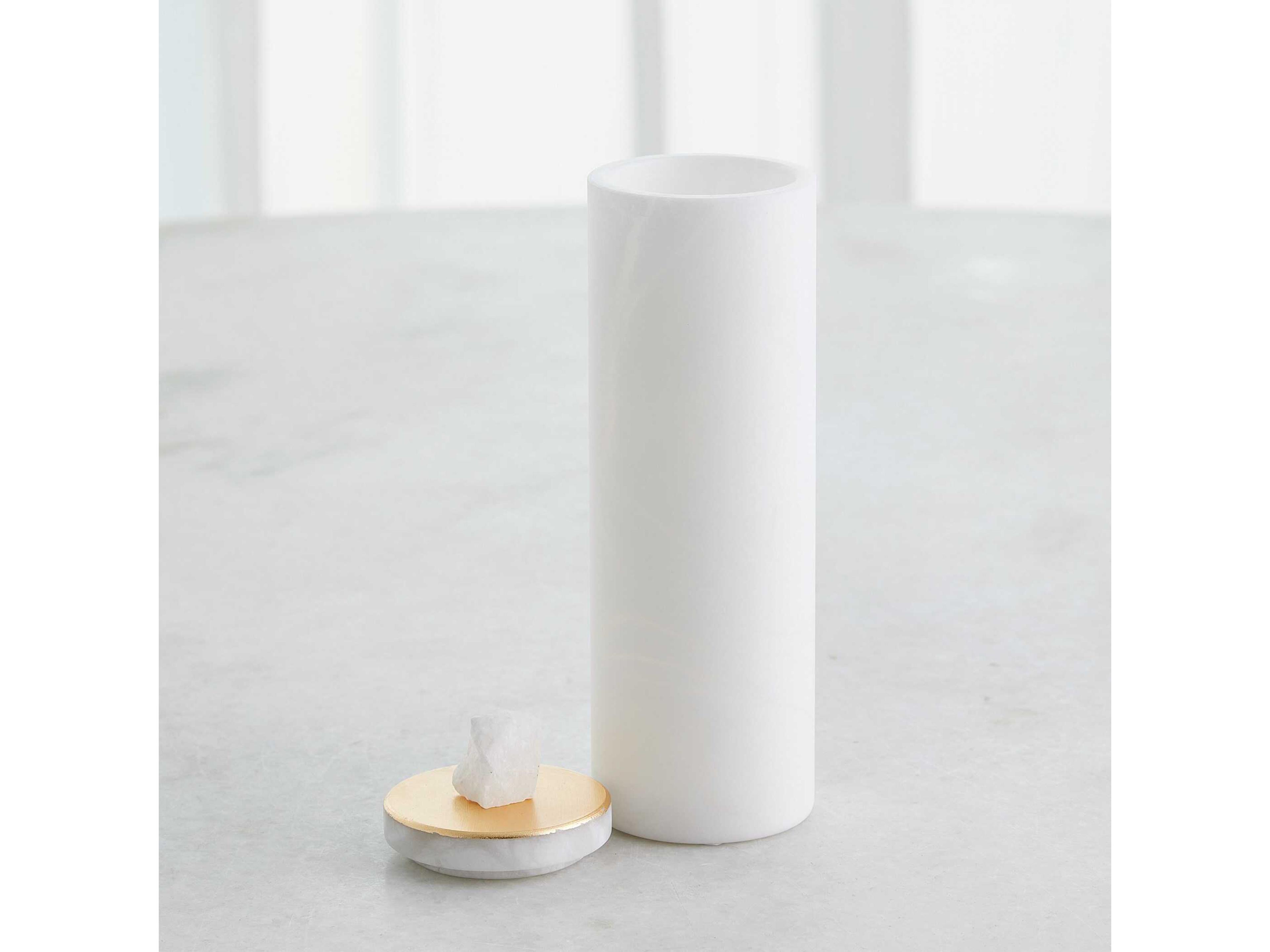 Global Views Quarry White Gold Leaf Jar