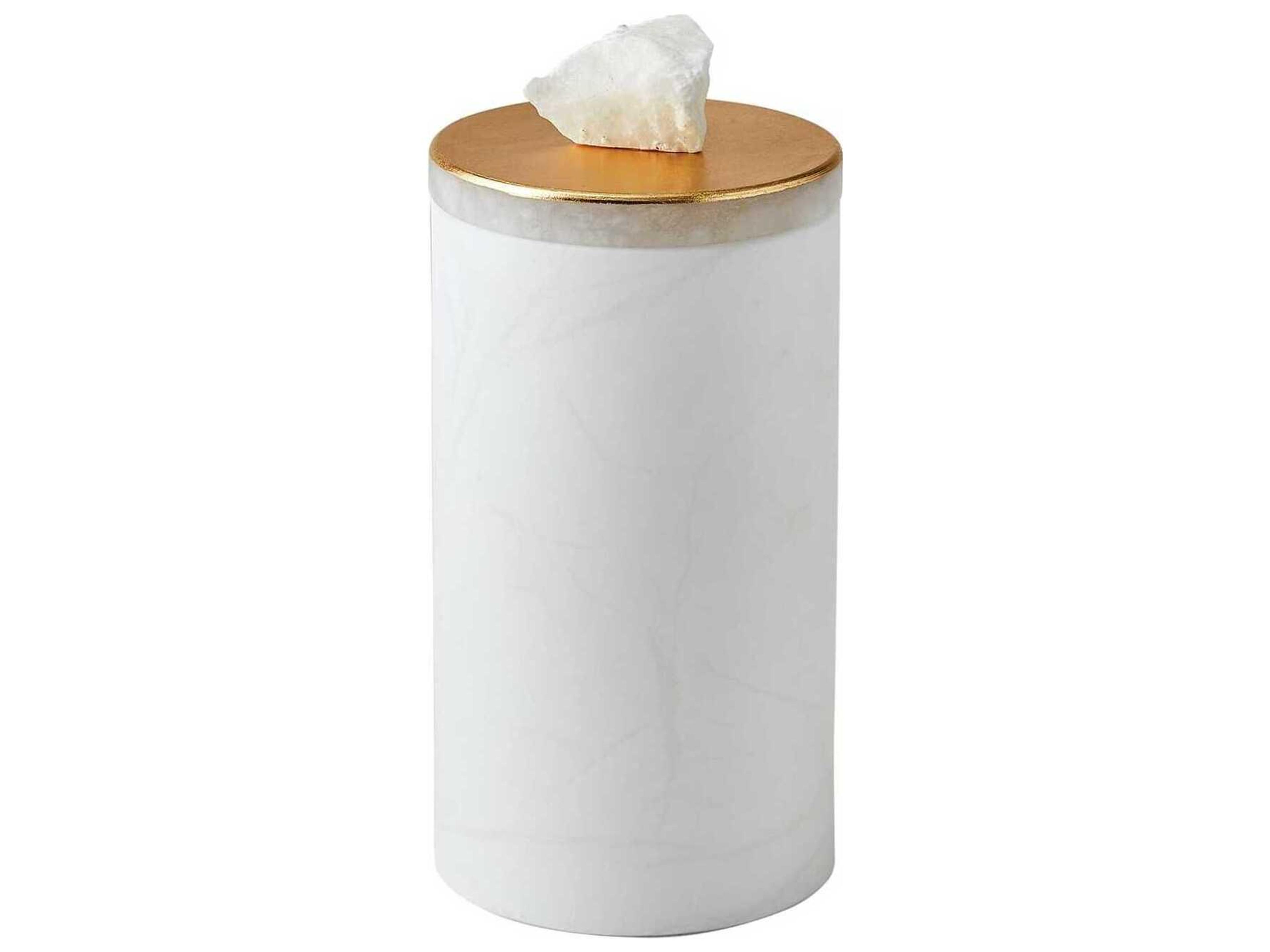 Global Views Quarry White Gold Leaf Jar