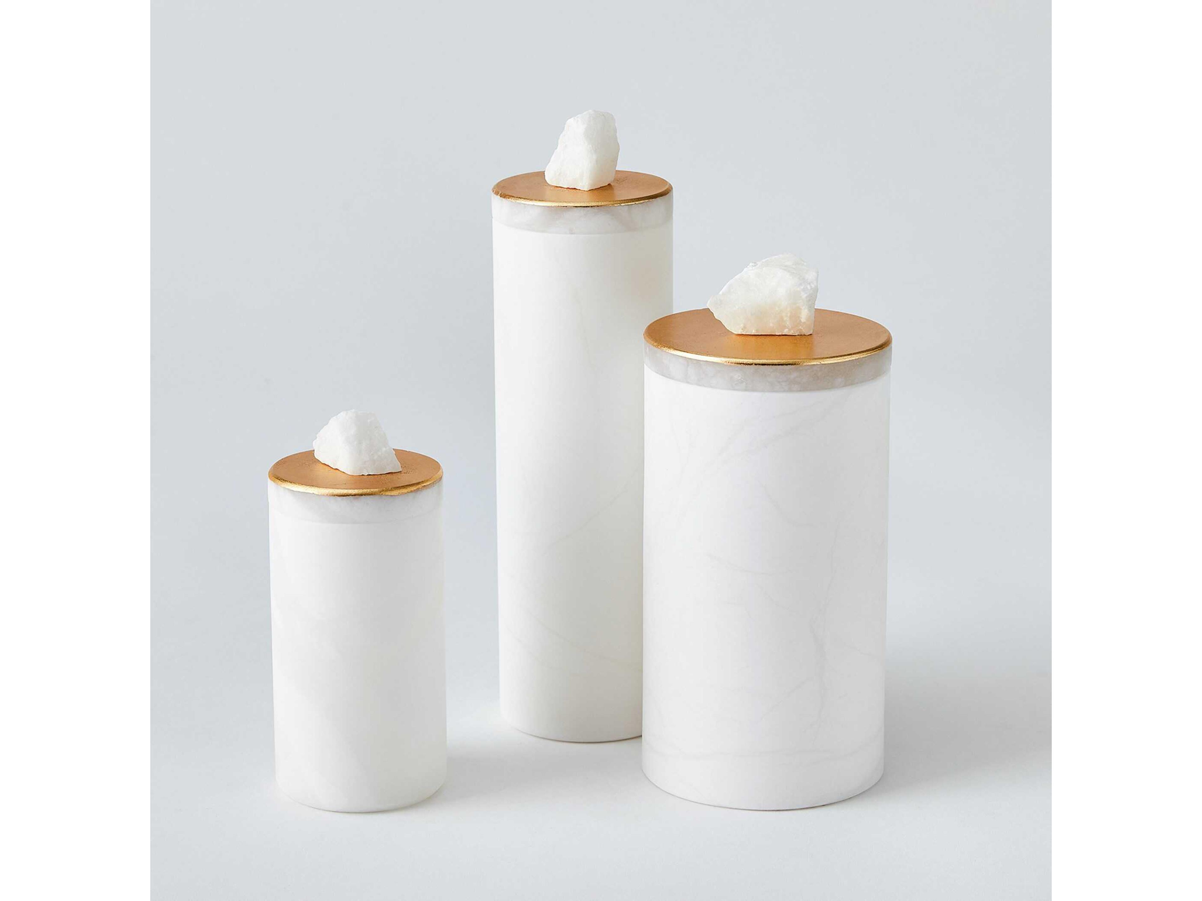 Global Views Quarry White Gold Leaf Jar