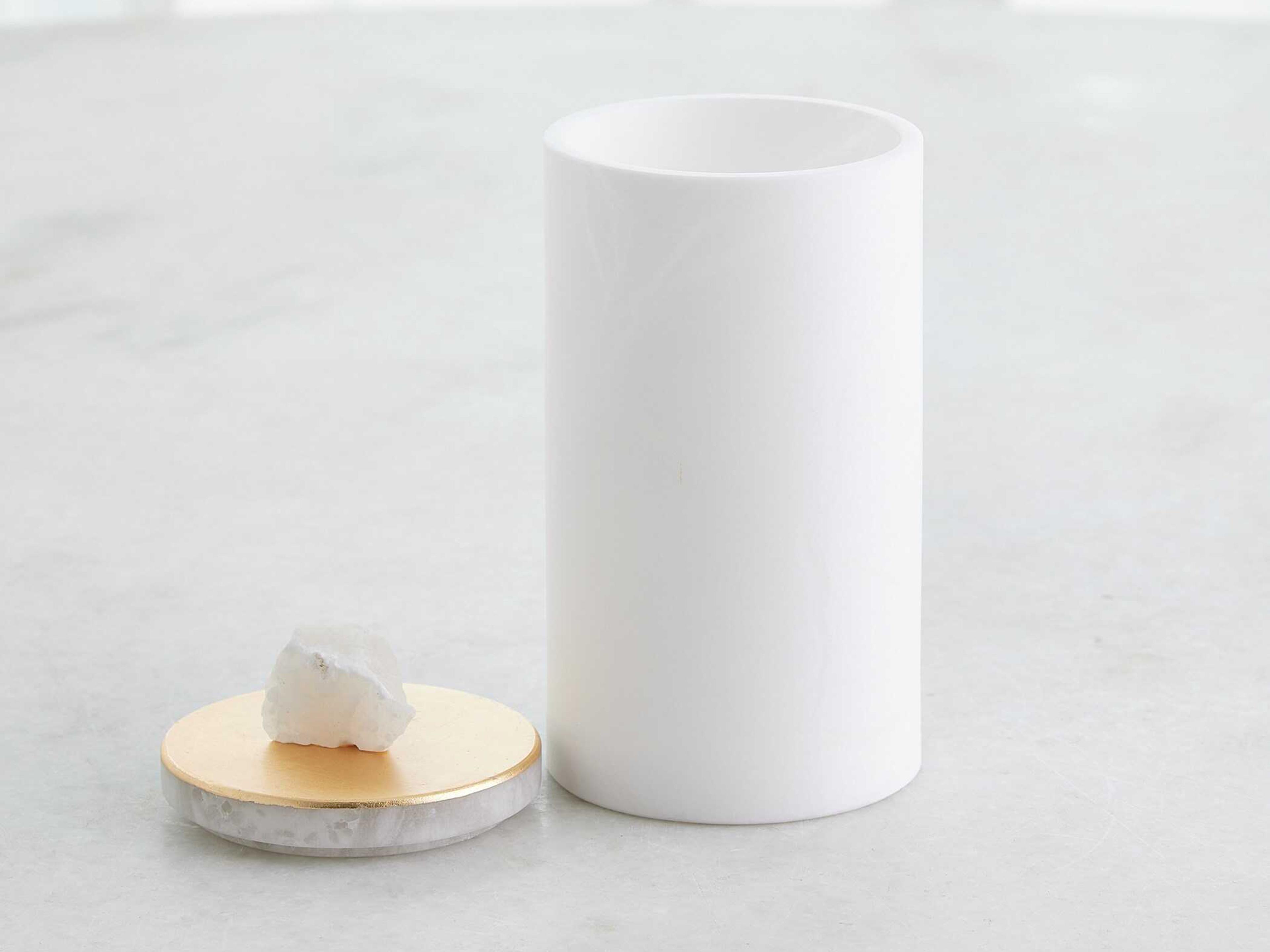 Global Views Quarry White Gold Leaf Jar