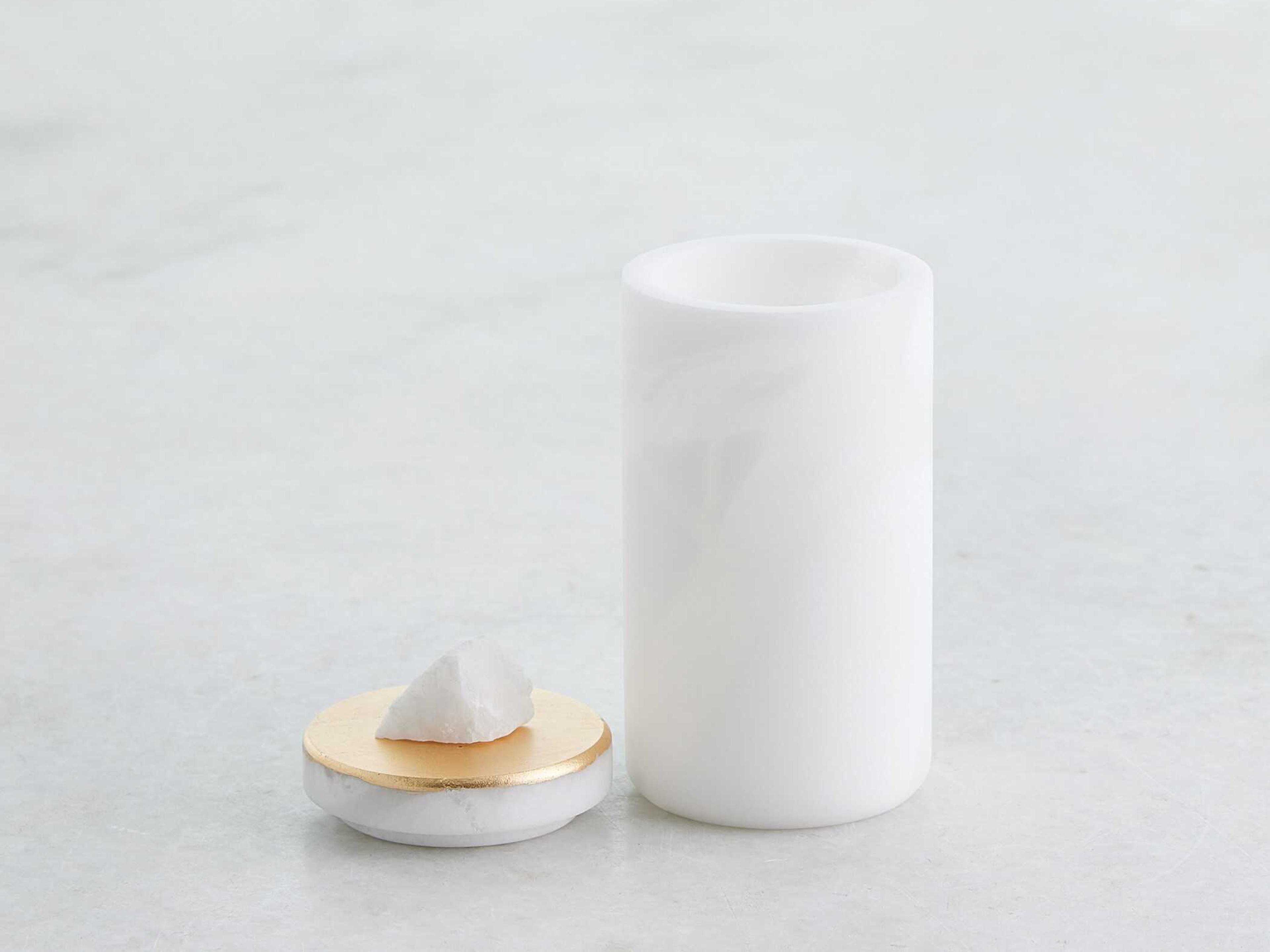 Global Views Quarry White Gold Leaf Jar