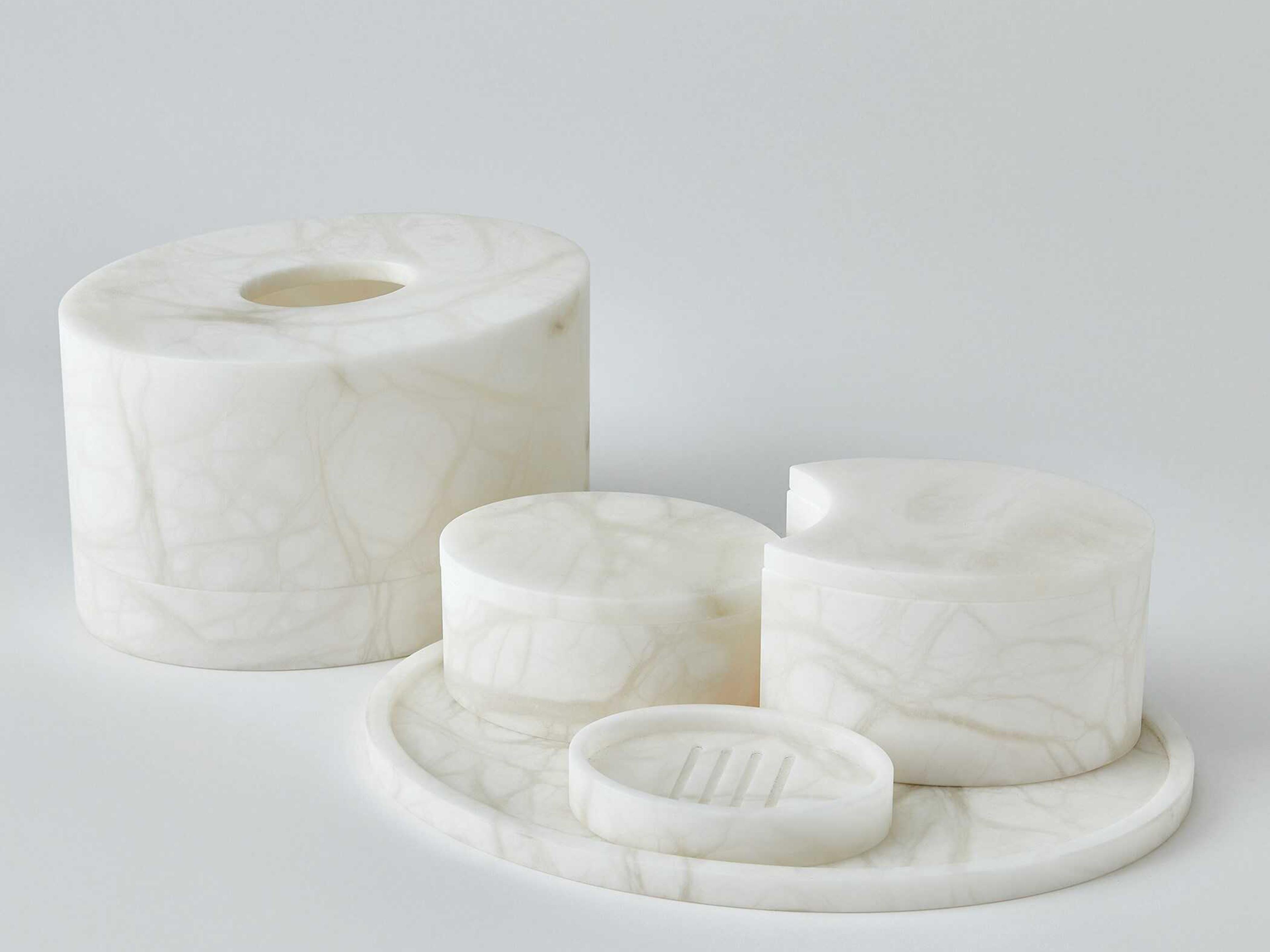 Global Views Alabaster Oval Tissue Box