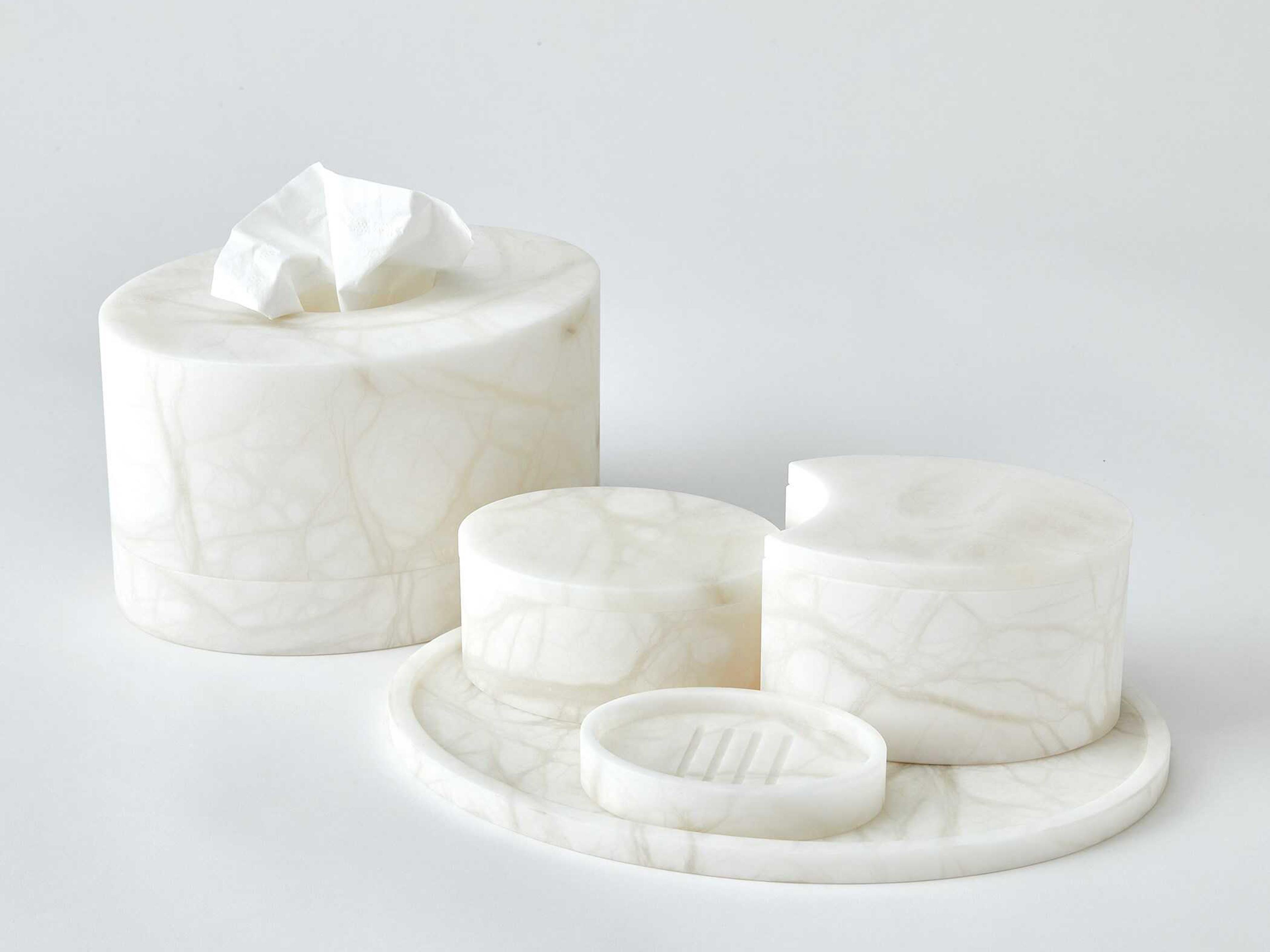 Global Views Alabaster Oval Tissue Box