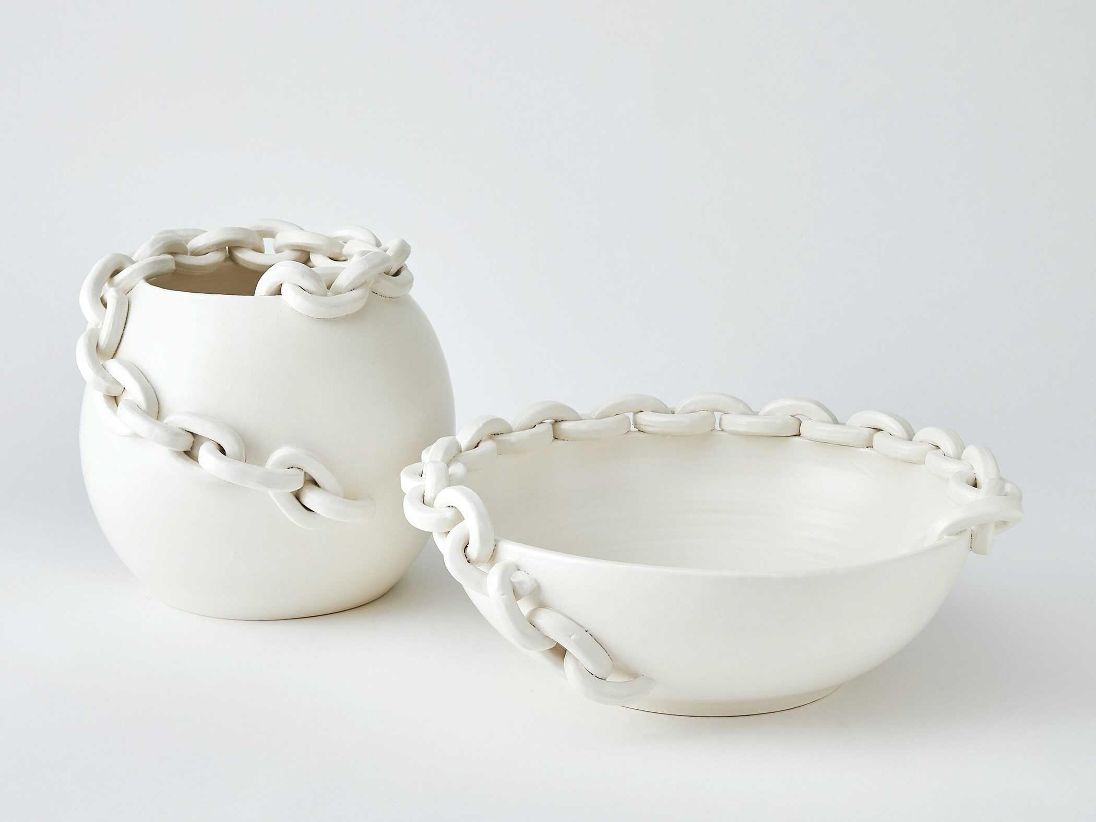 Global Views Matte White Catena Decorative Bowl