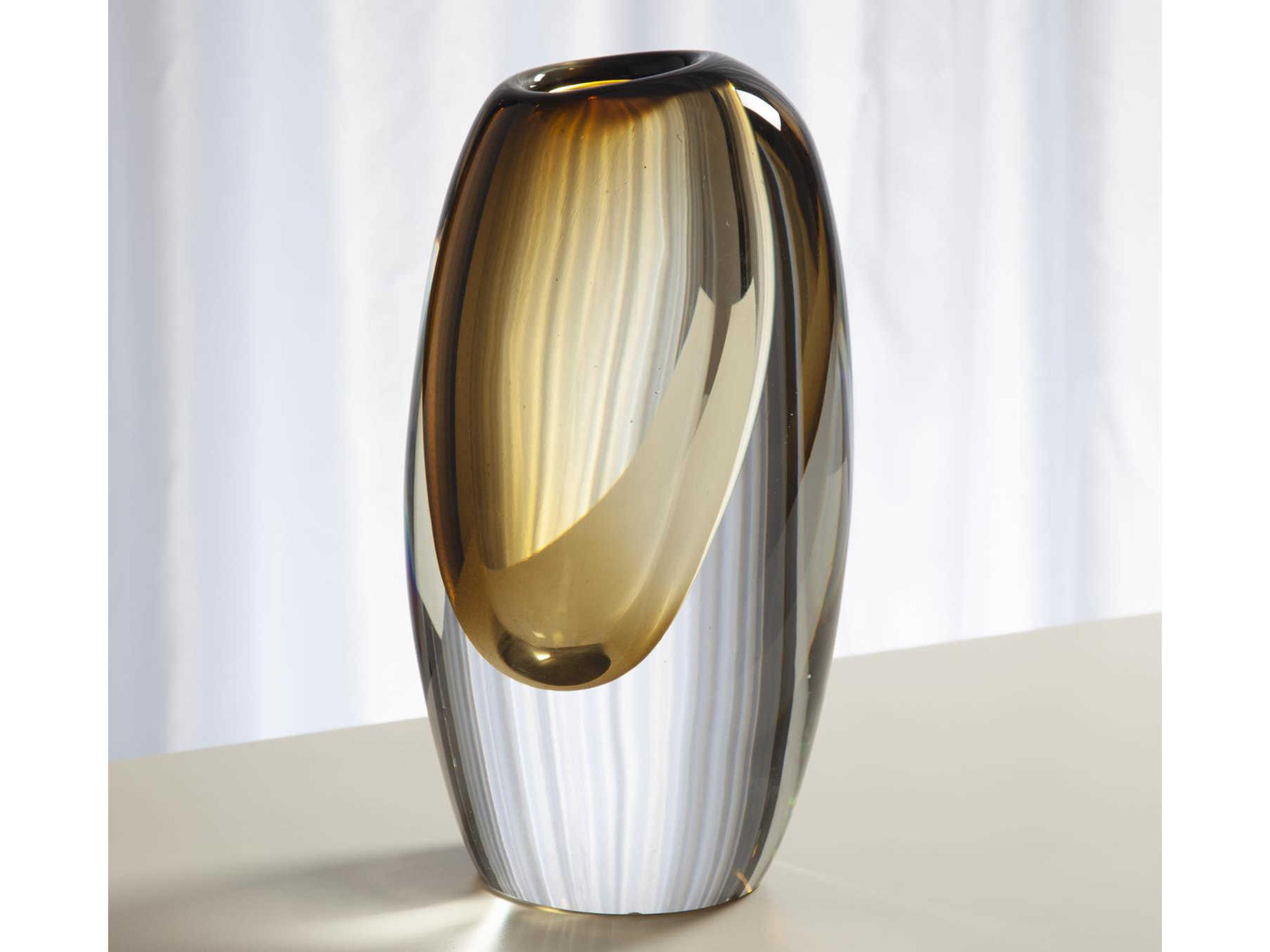 Global Views Off Set Moss Green Small Vase