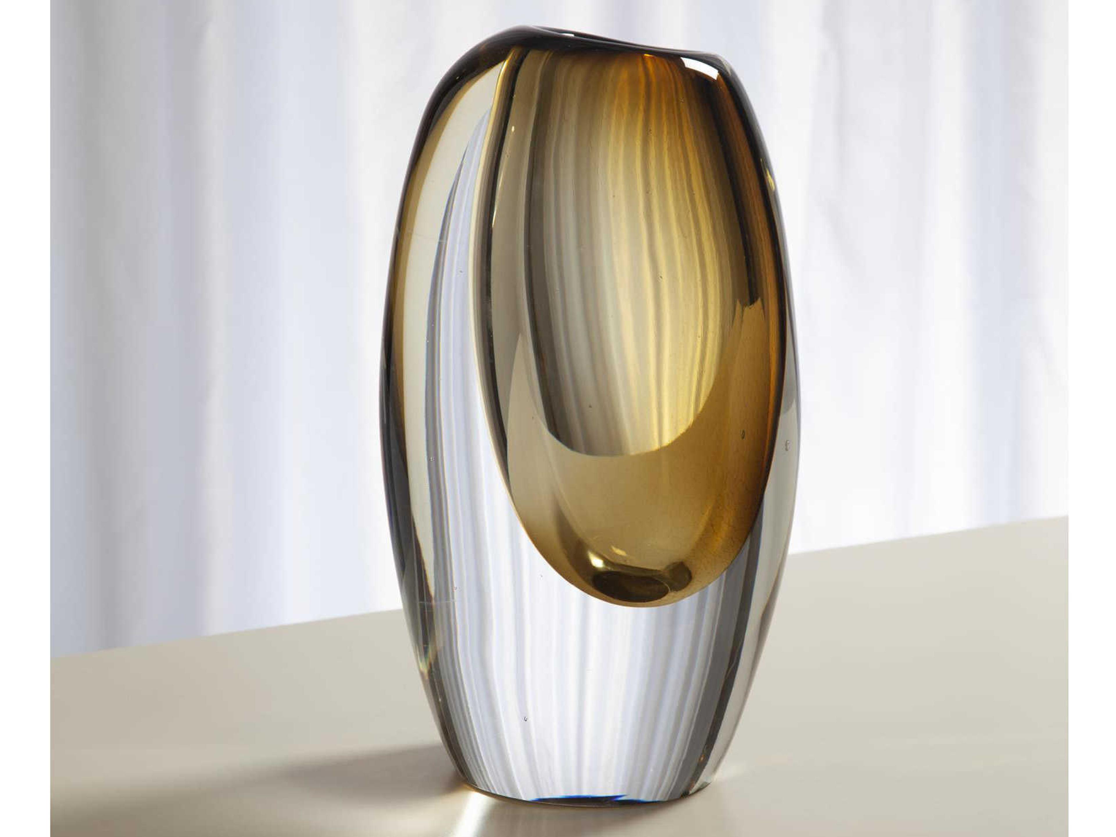 Global Views Off Set Moss Green Small Vase