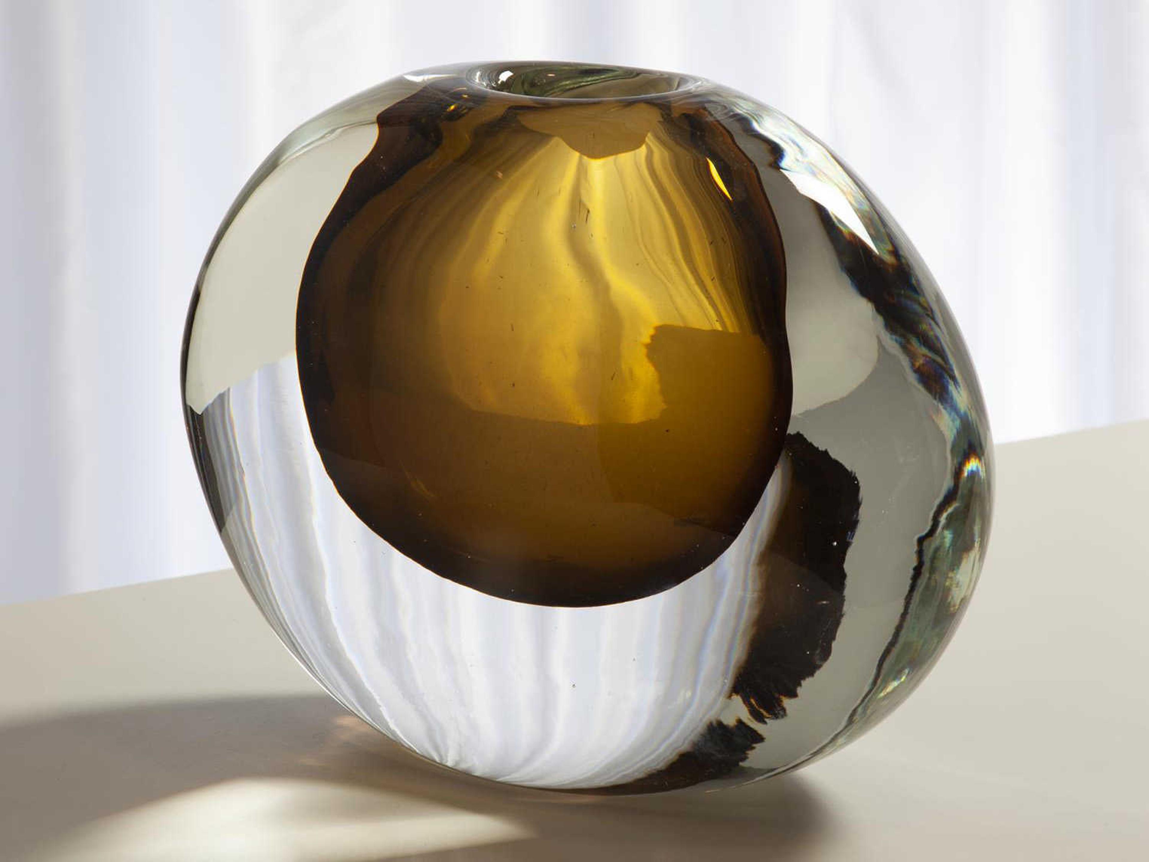 Global Views Off Set Moss Green Round Vase