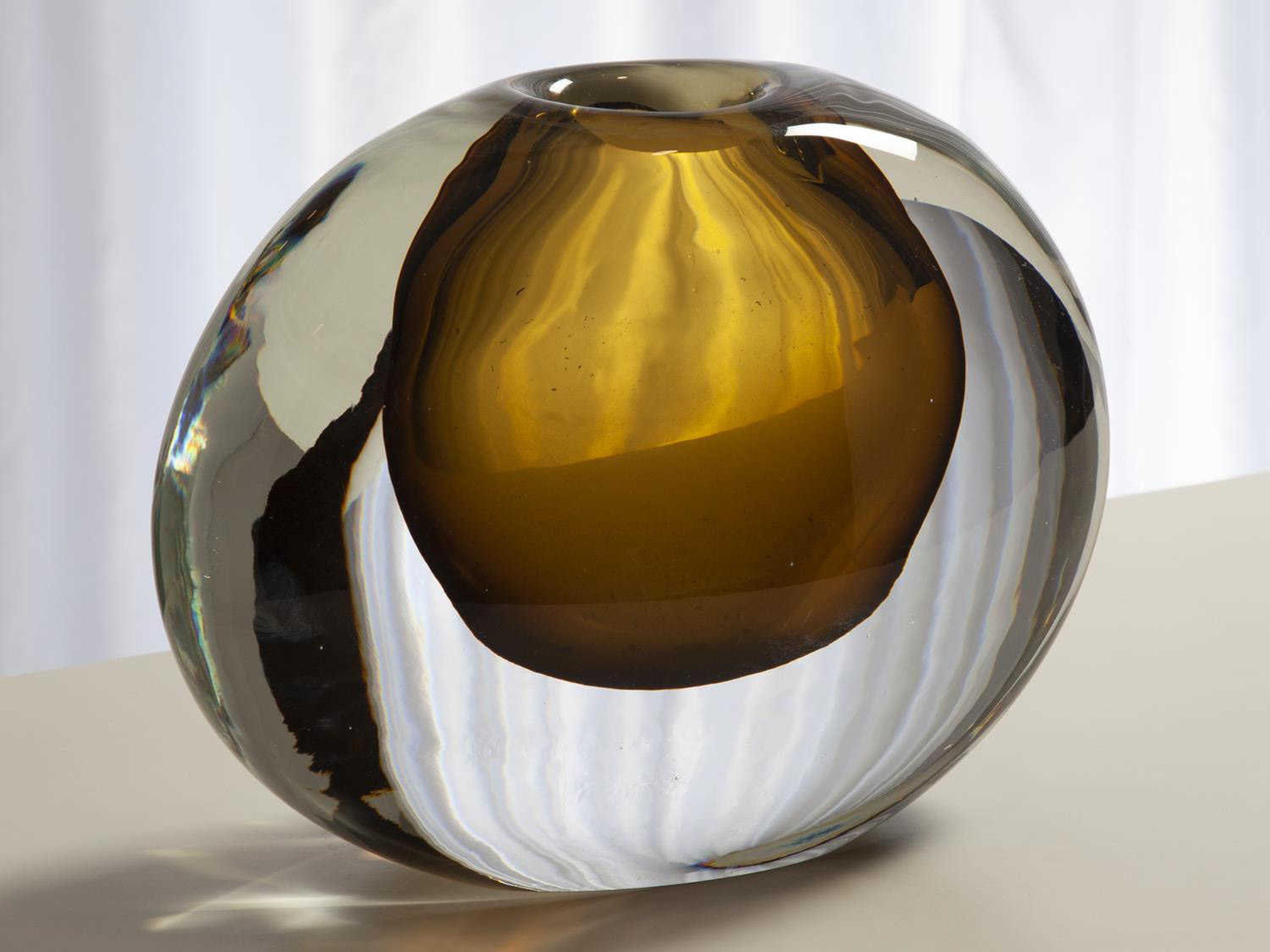 Global Views Off Set Moss Green Round Vase