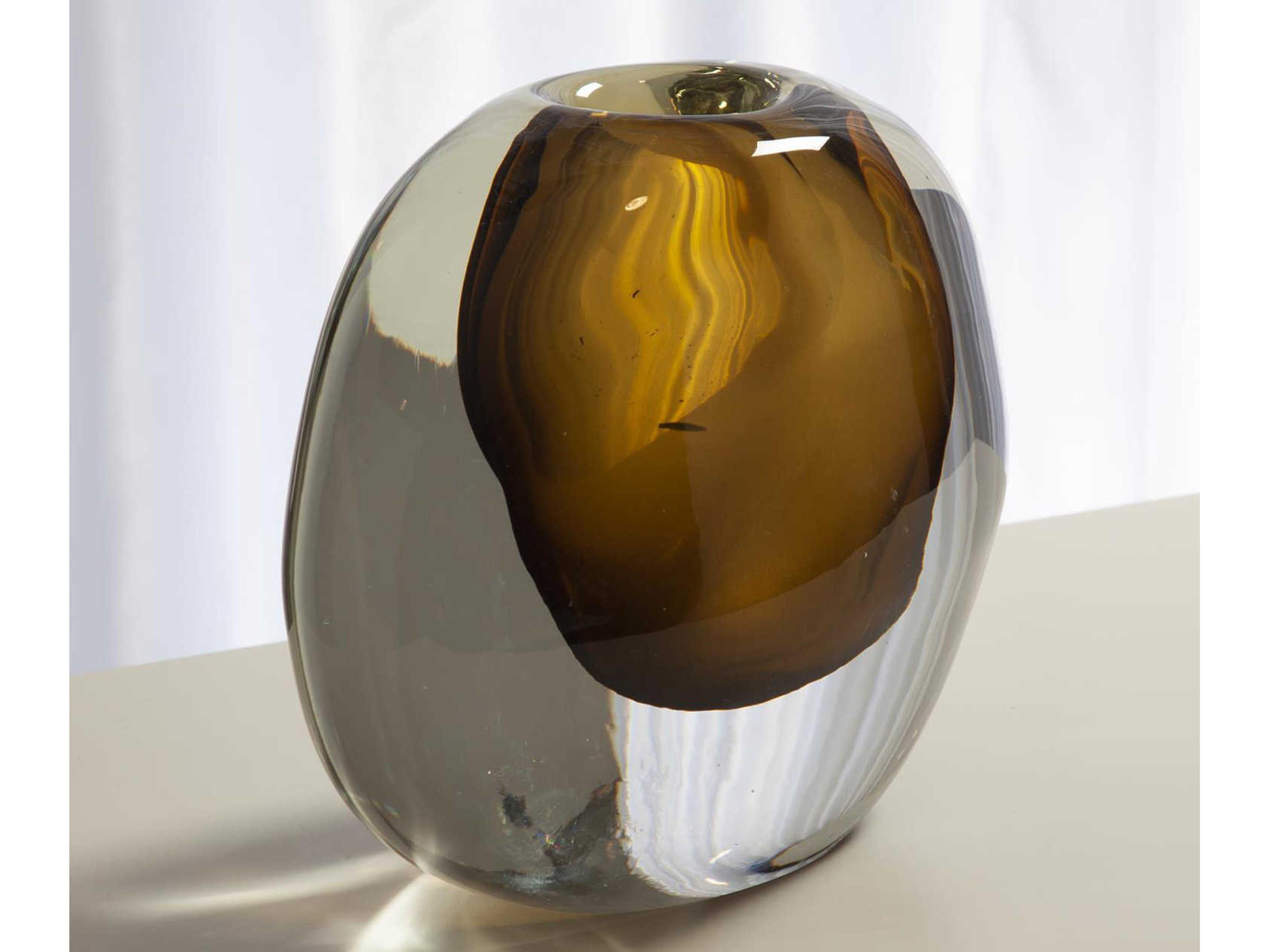 Global Views Off Set Moss Green Round Vase