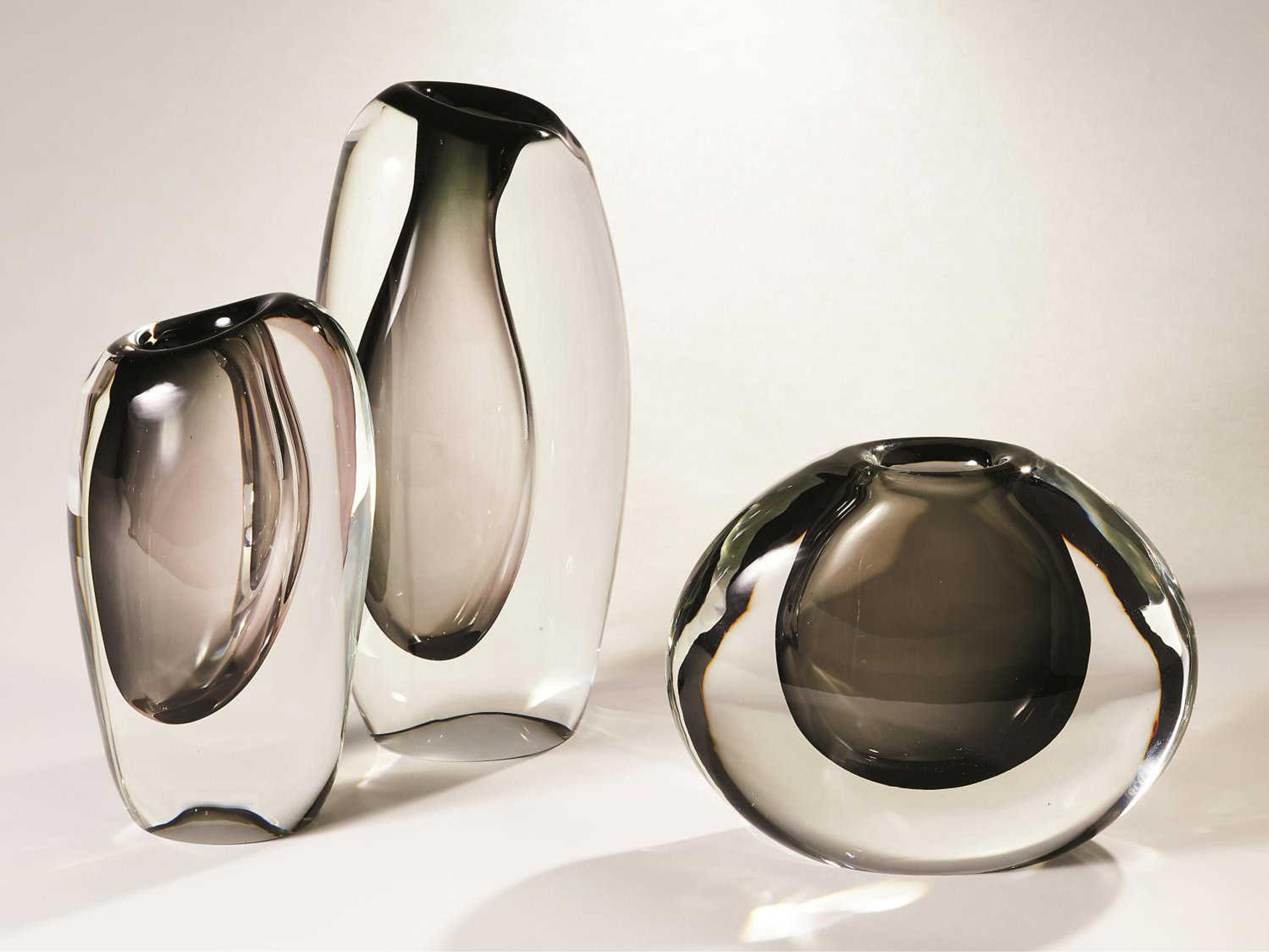 Global Views Off Set Grey Round Vase