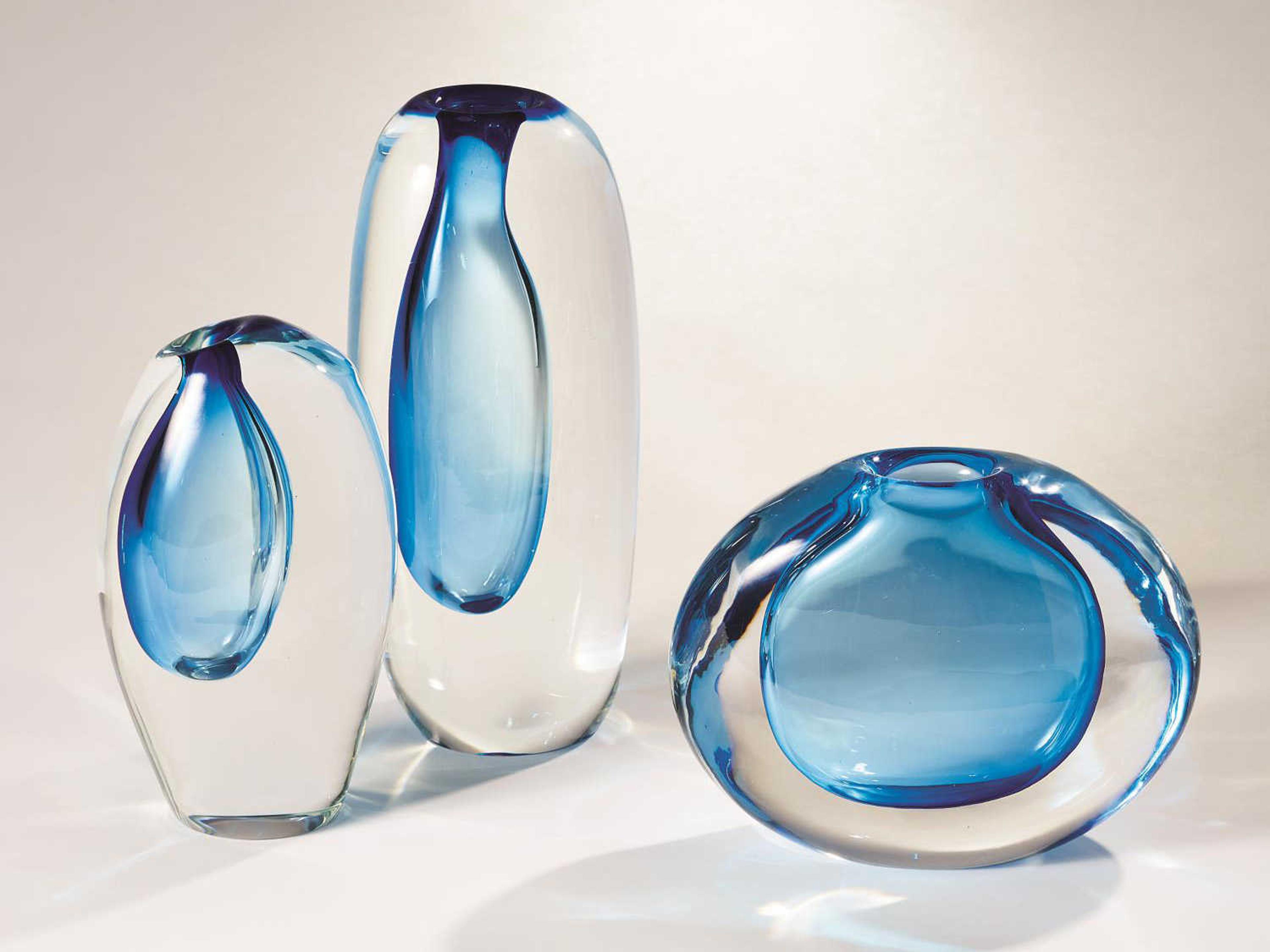 Global Views Off Set Light Blue Round Vase