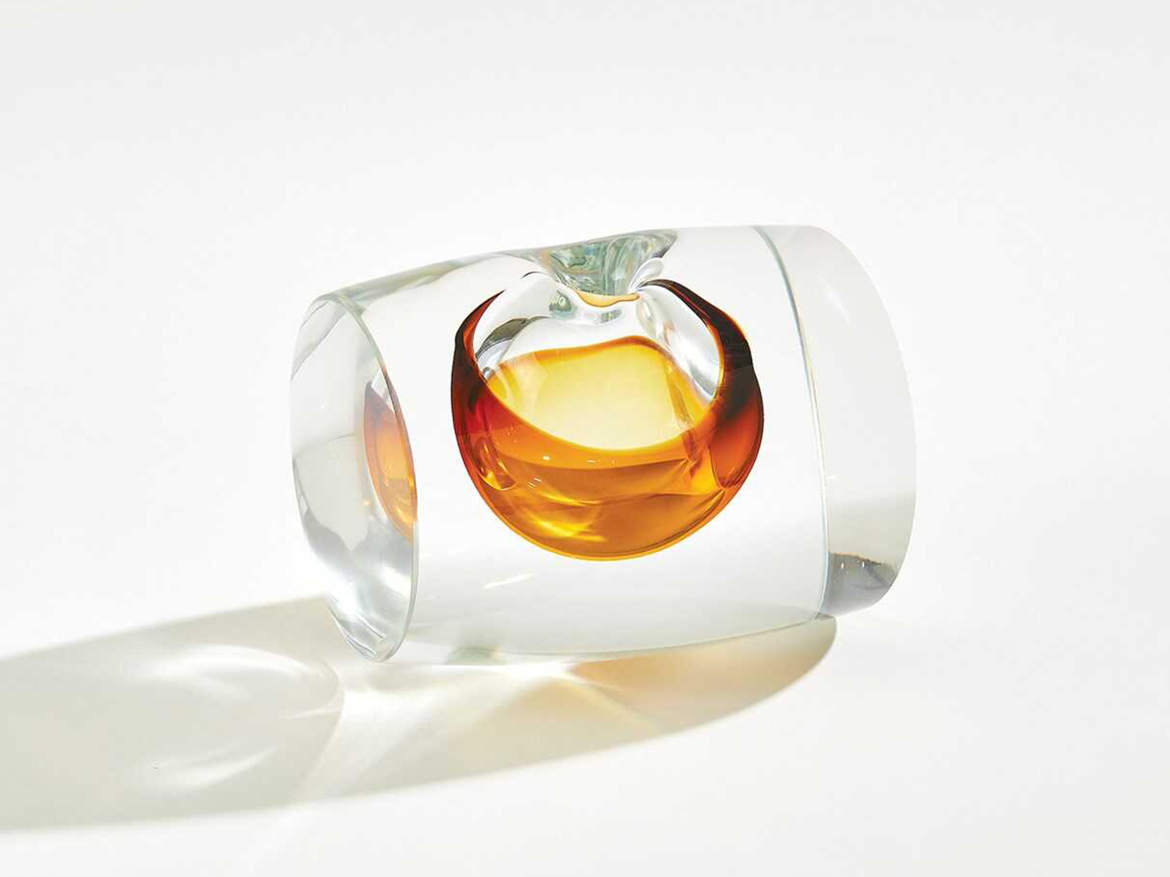 Amber / Clear Barrel Vase