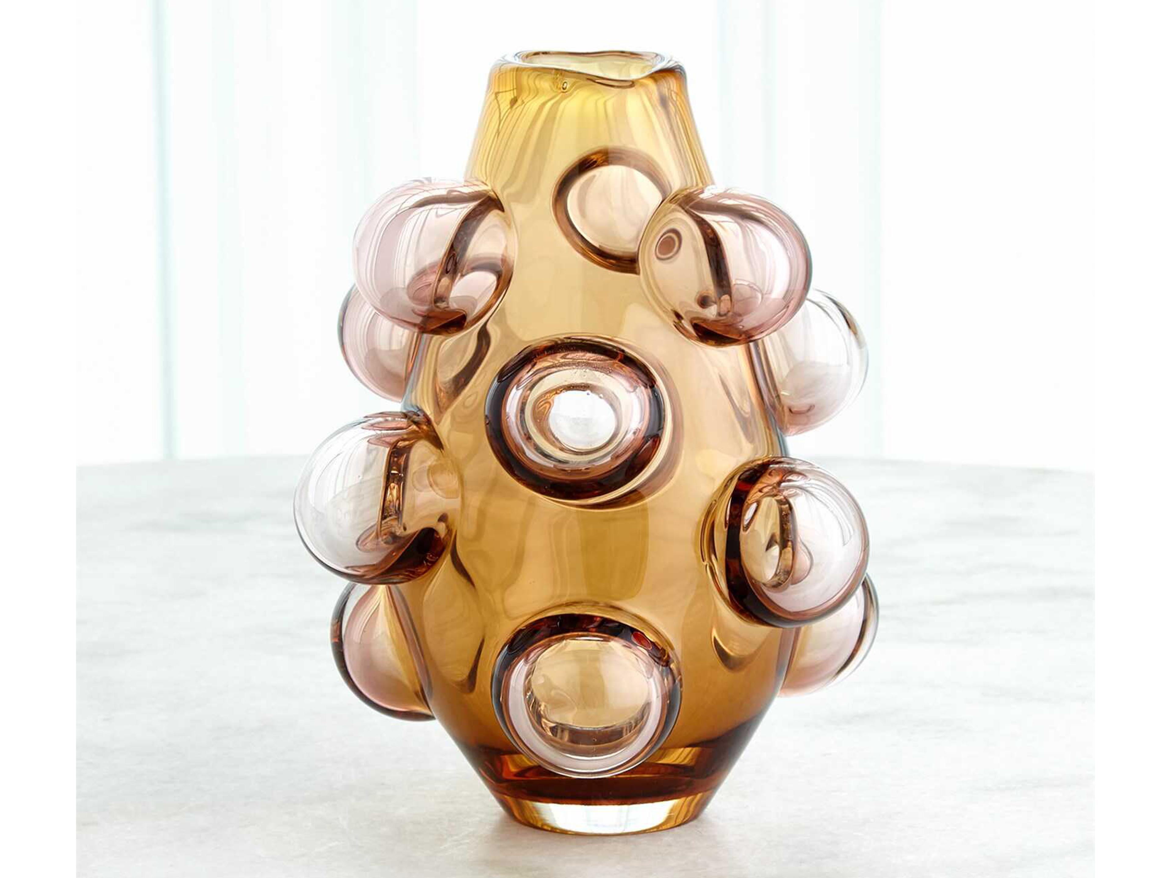 Bubbled Amber / Blush 11" Vase