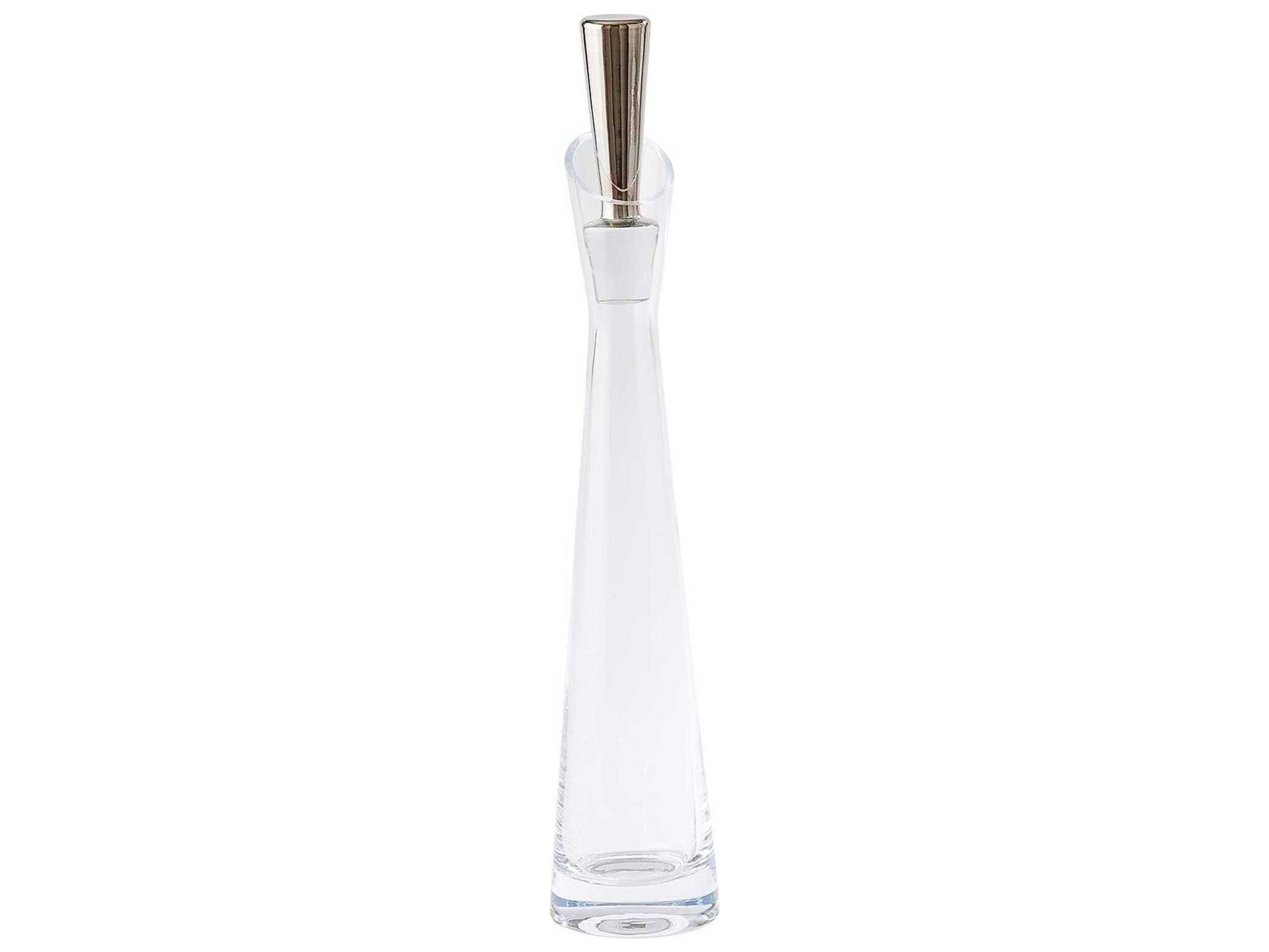 Global Views Slant Clear Platinum Stopper Decanter