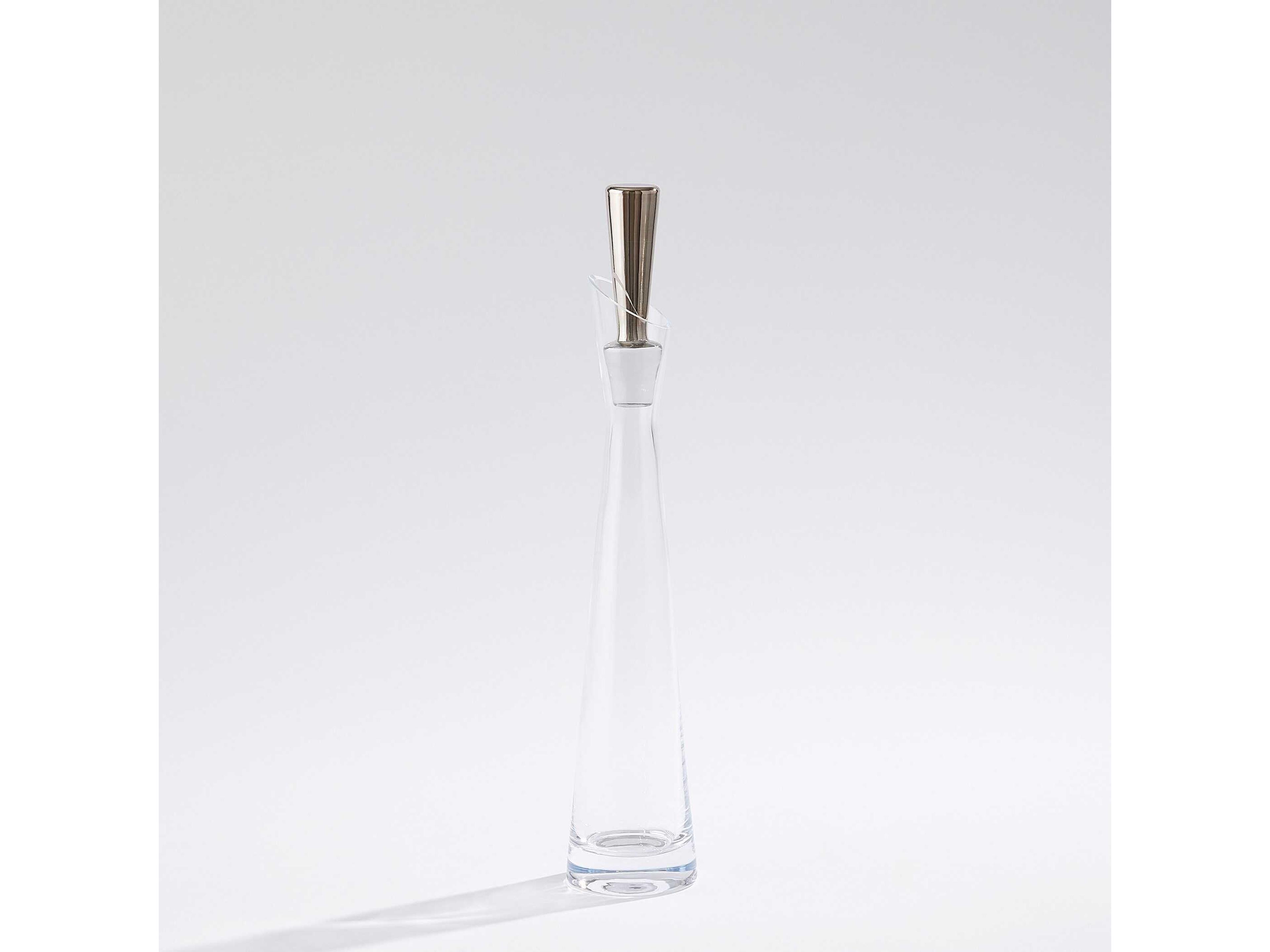 Global Views Slant Clear Platinum Stopper Decanter