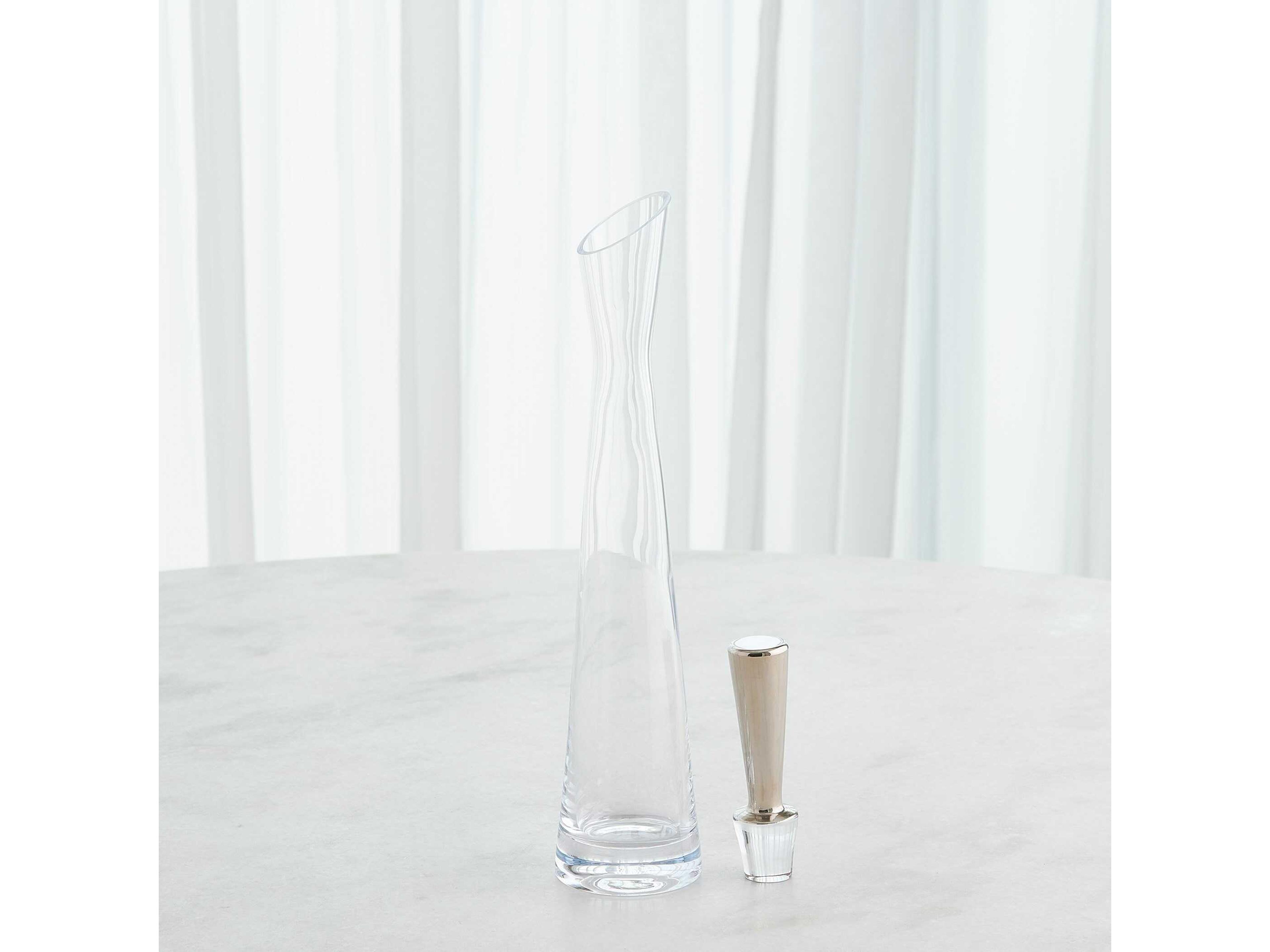 Global Views Slant Clear Platinum Stopper Decanter