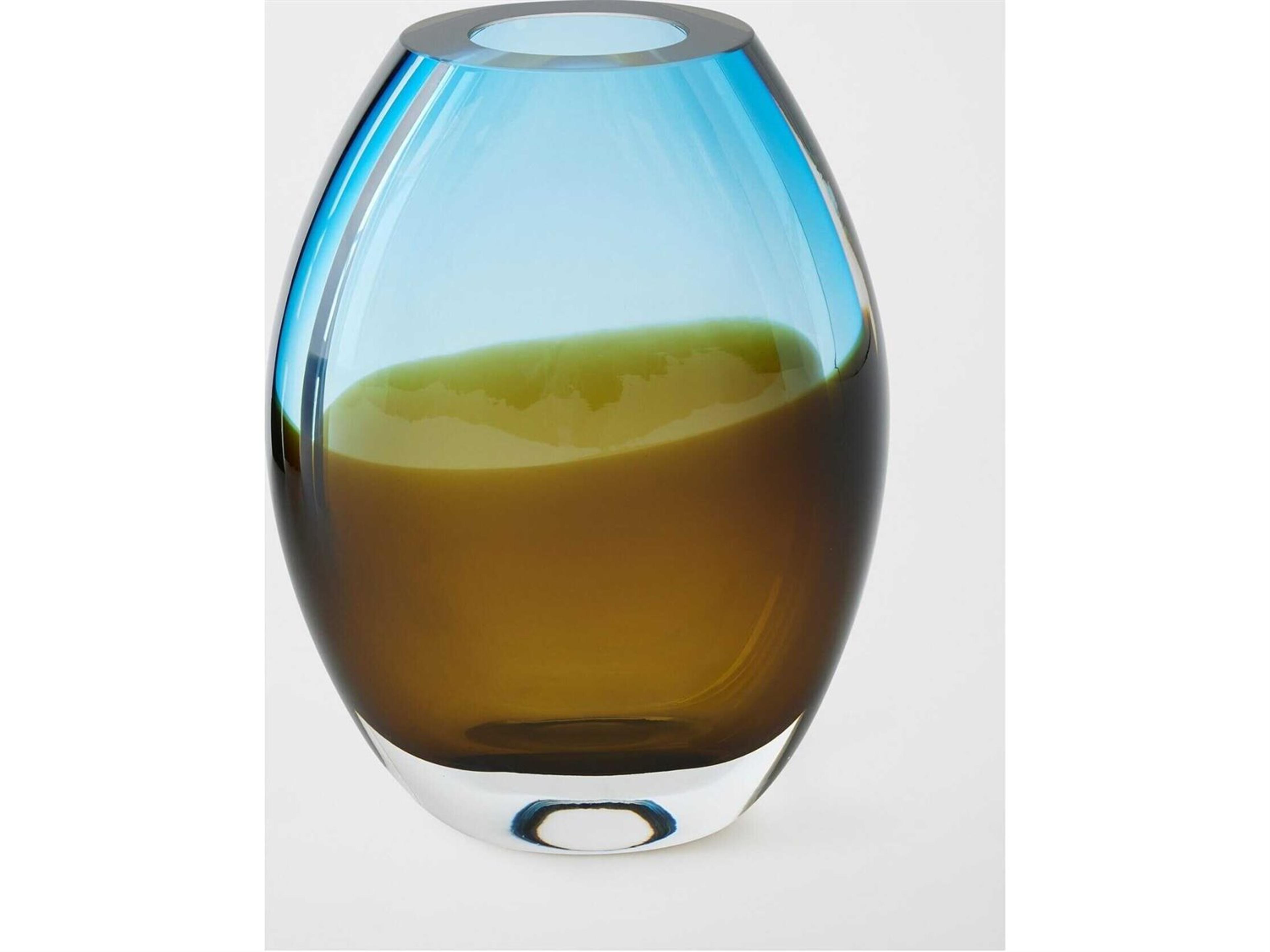 Global Views Oval Topaz Blue Vase Small