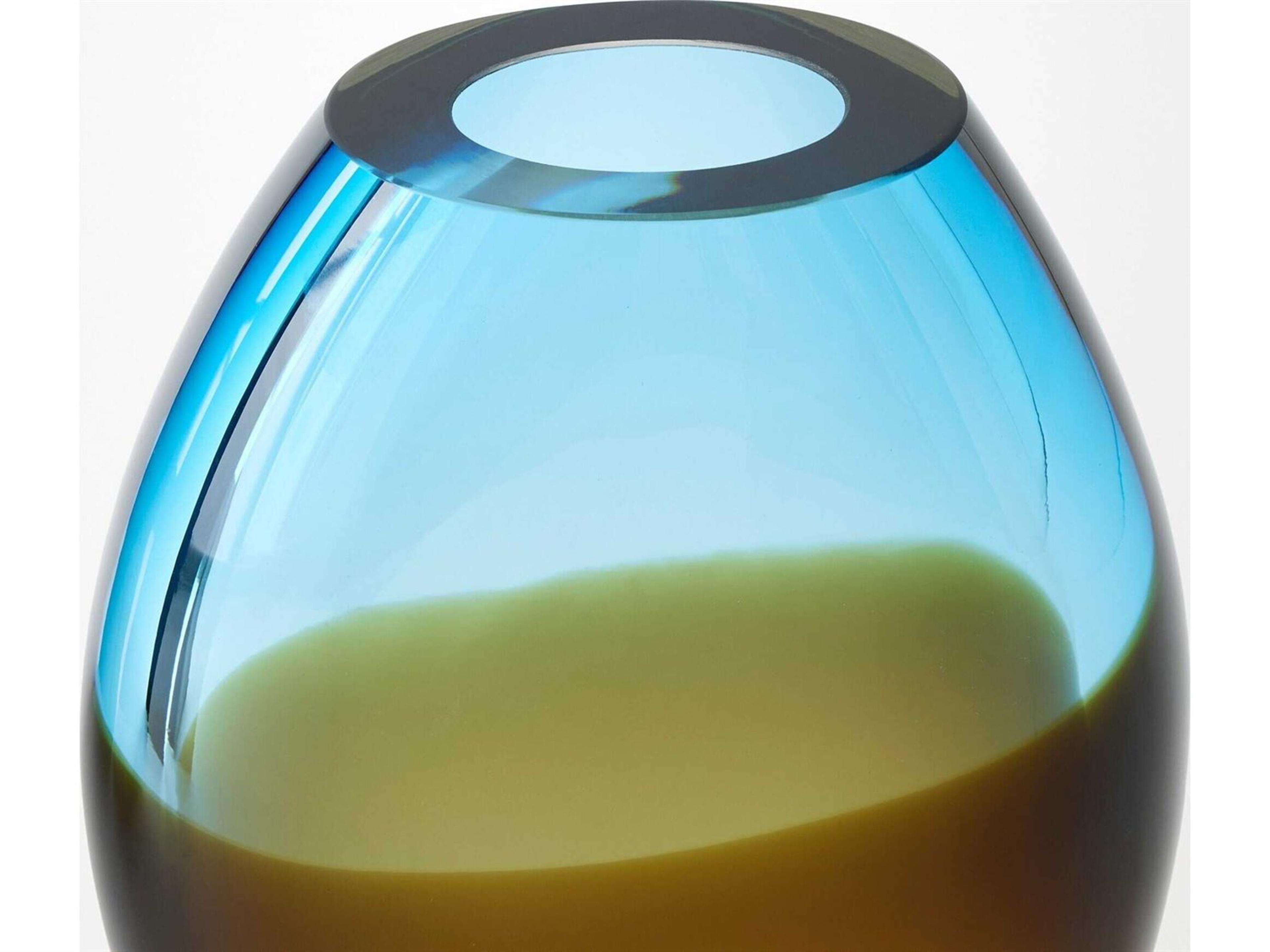 Global Views Oval Topaz Blue Vase Small