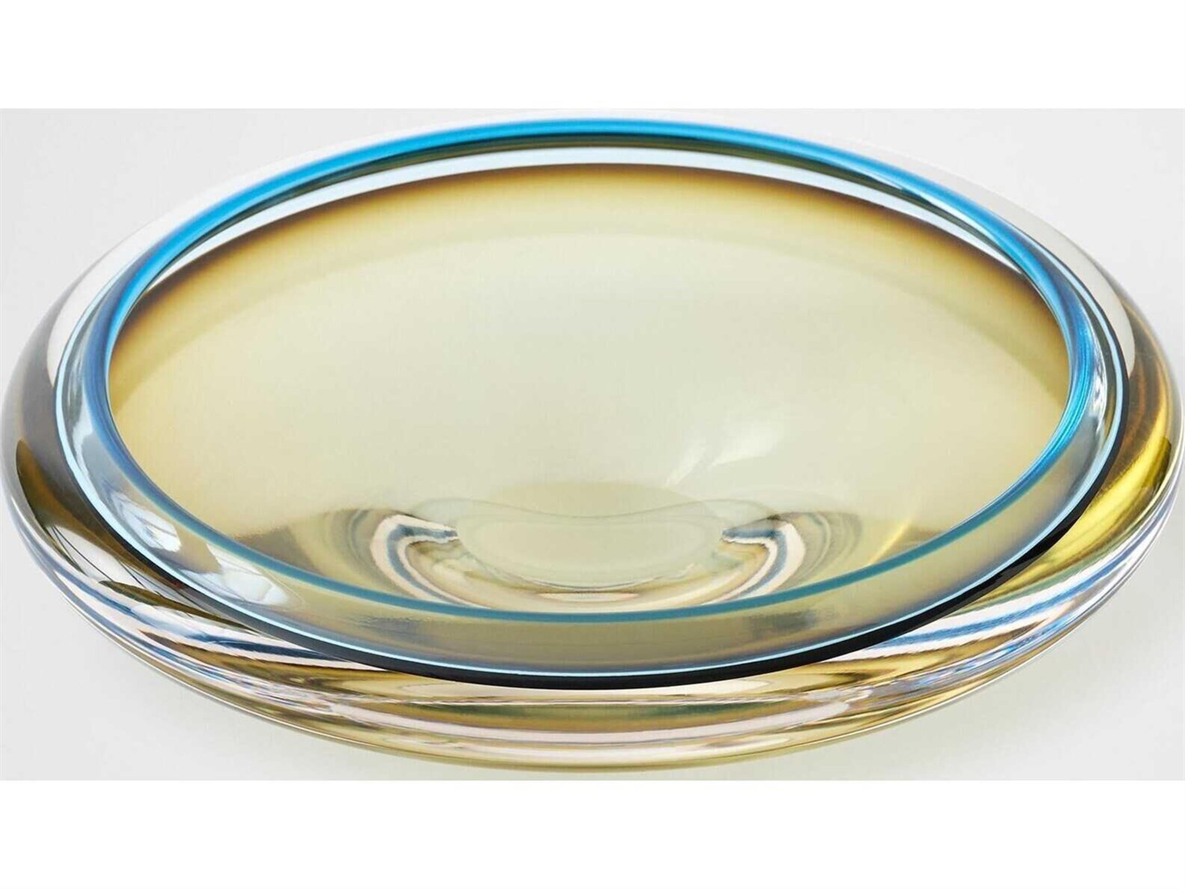 Global Views Rolled Lip Topaz Blue Decorative Plate