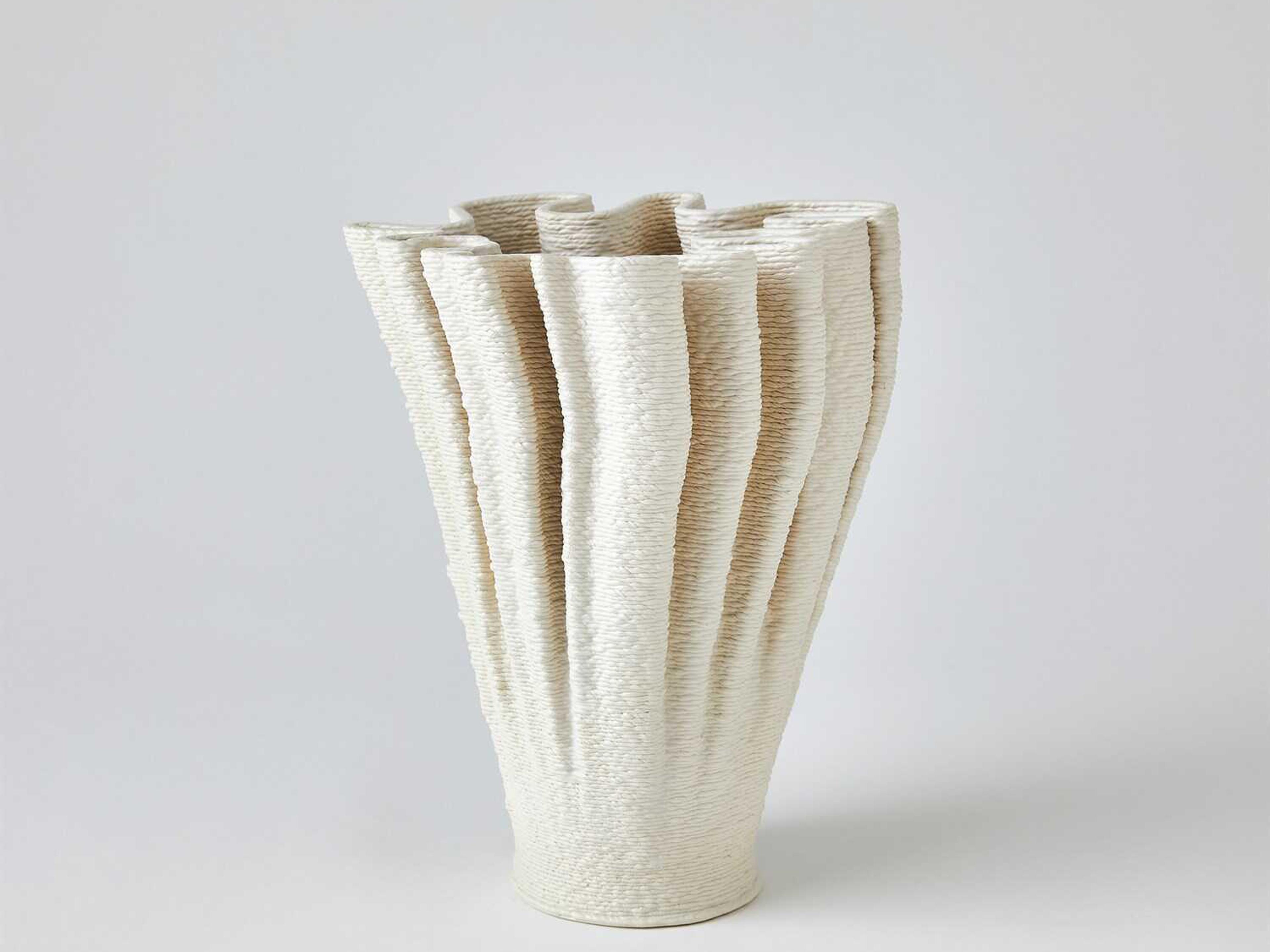 Ripple Matte White 10" Vase