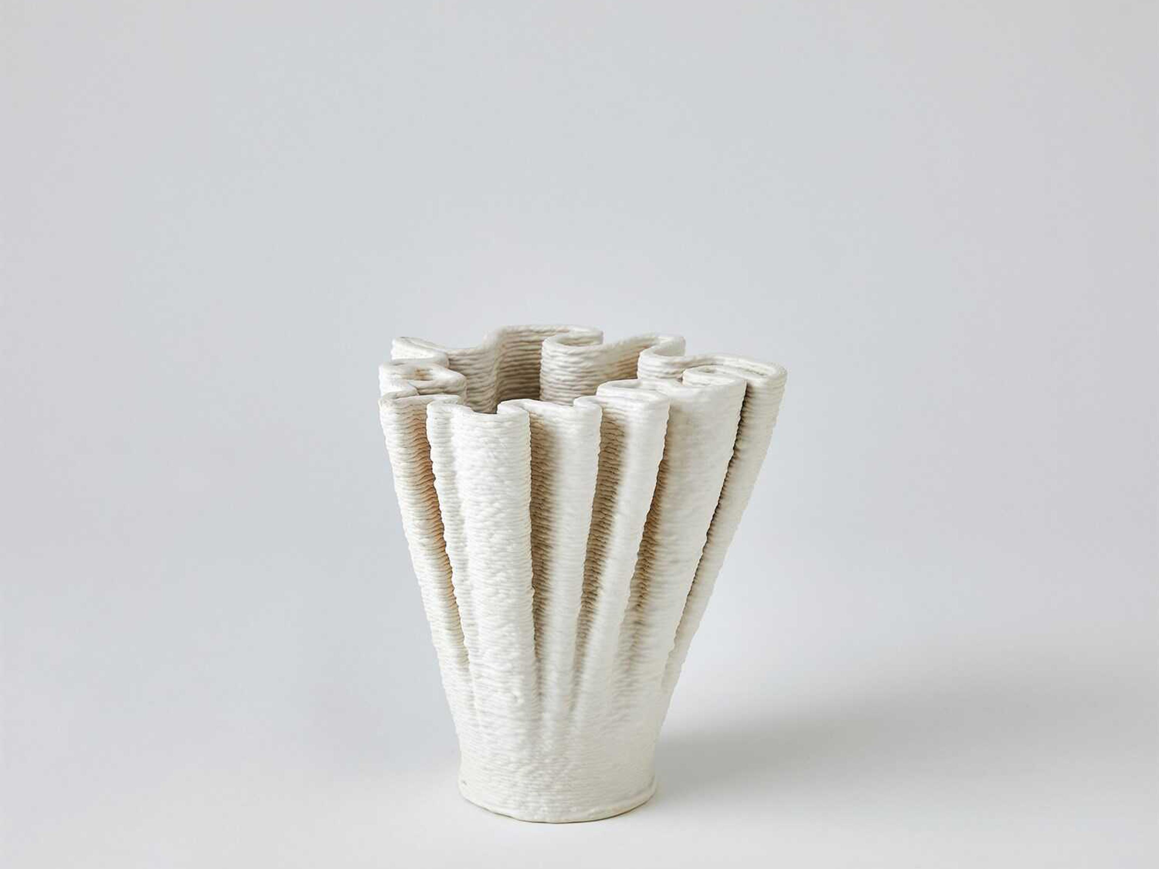 Ripple Matte White 8" Vase