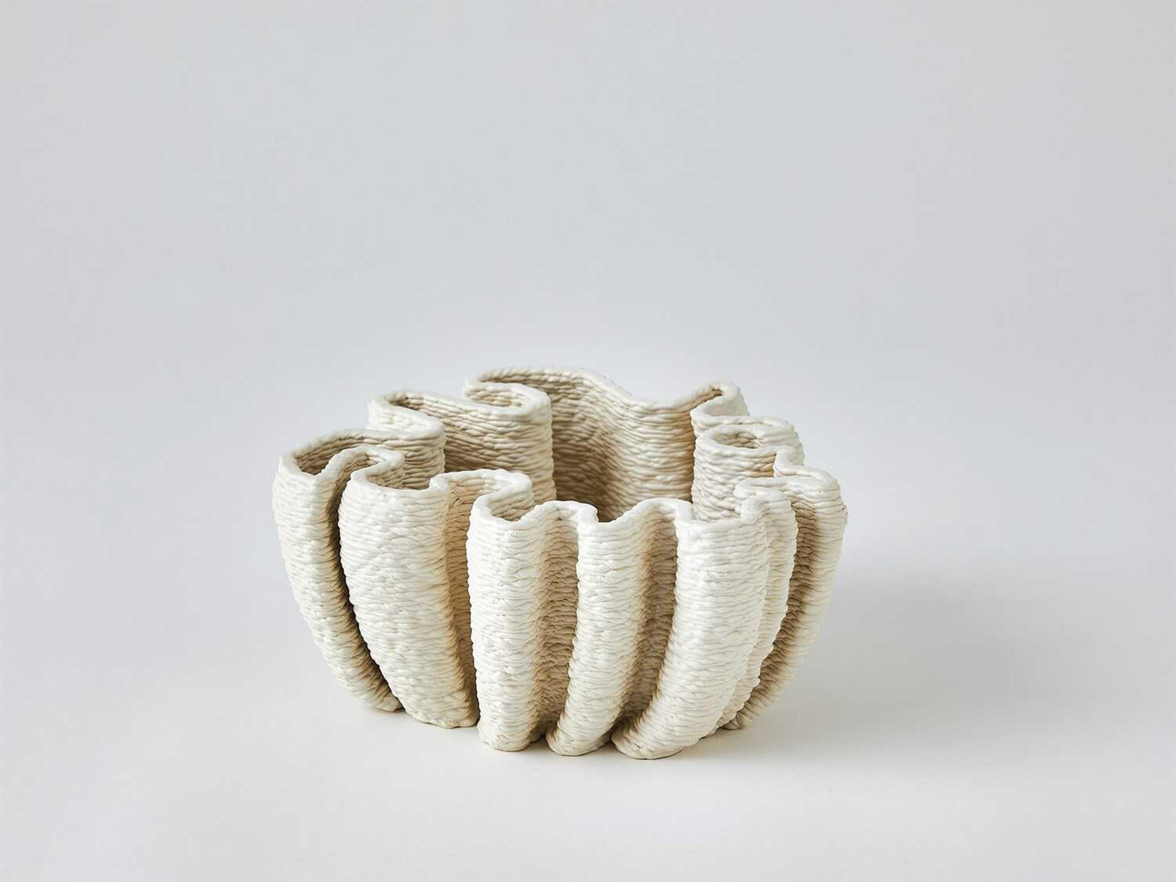 Global Views Ripple Matte White Bowl