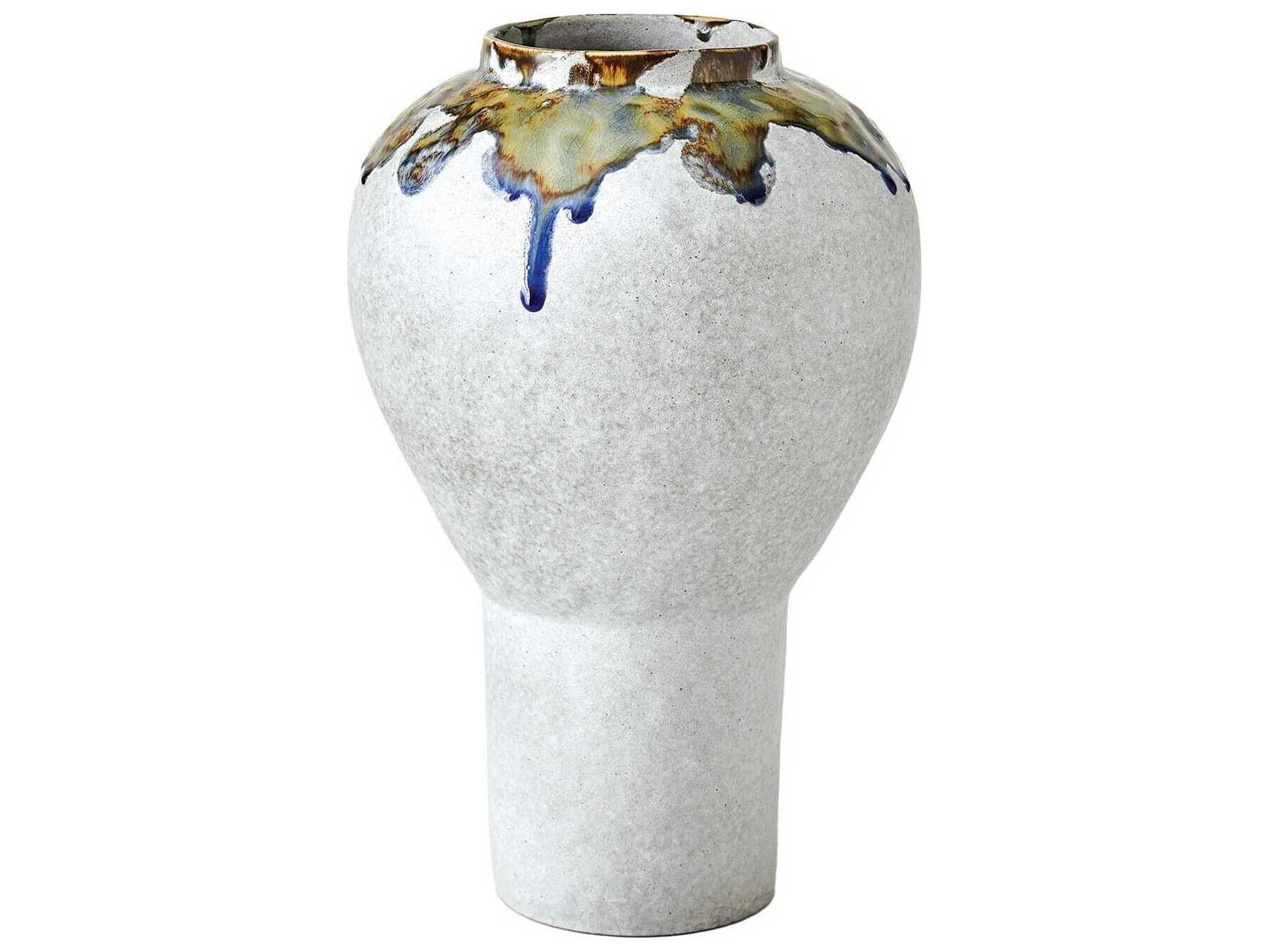 Volcan Footed Grey Reactive Green Vase