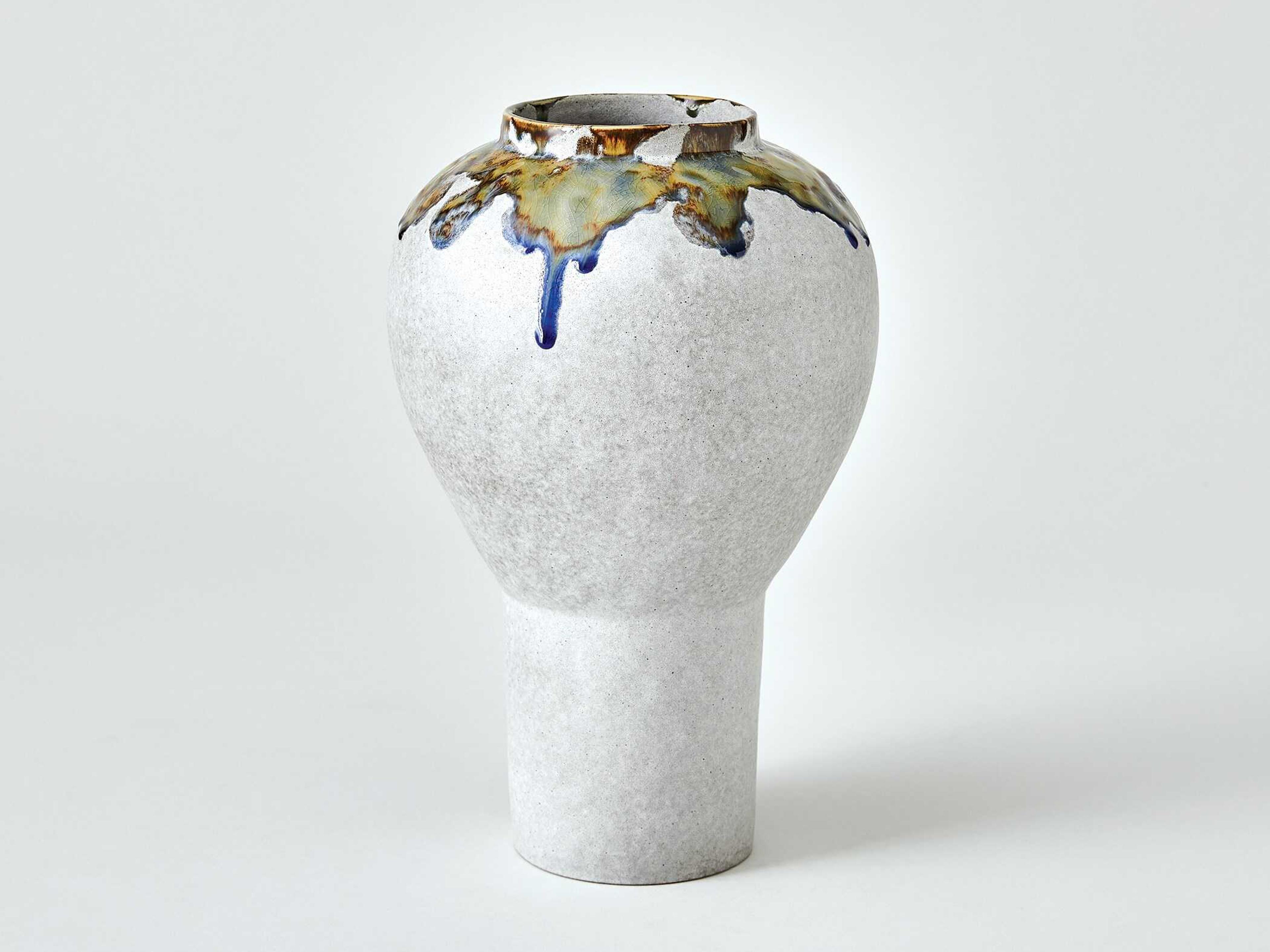 Global Views Volcan Footed Grey Reactive Green Vase