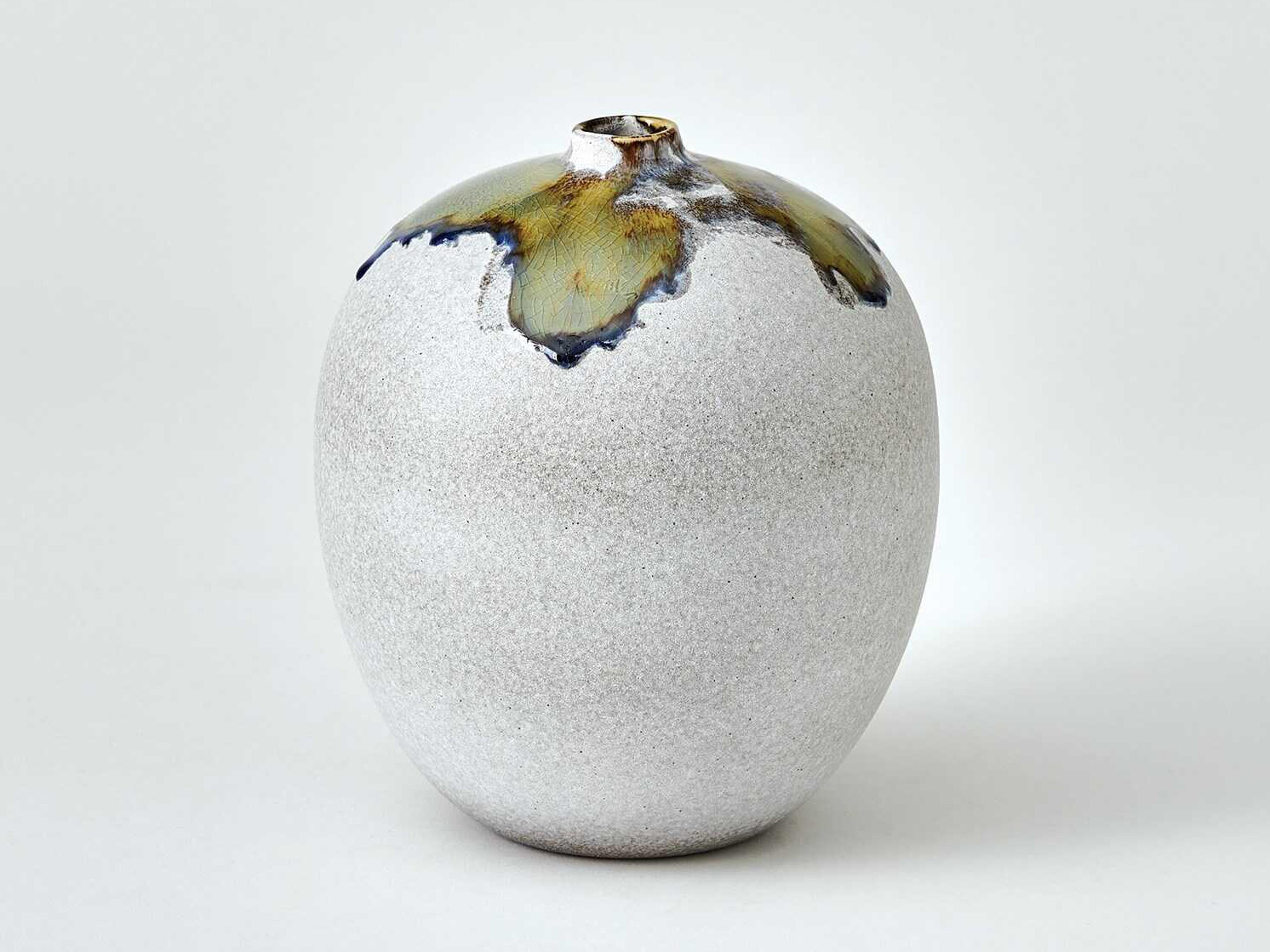 Global Views Volcan Grey Reactive Green Vase