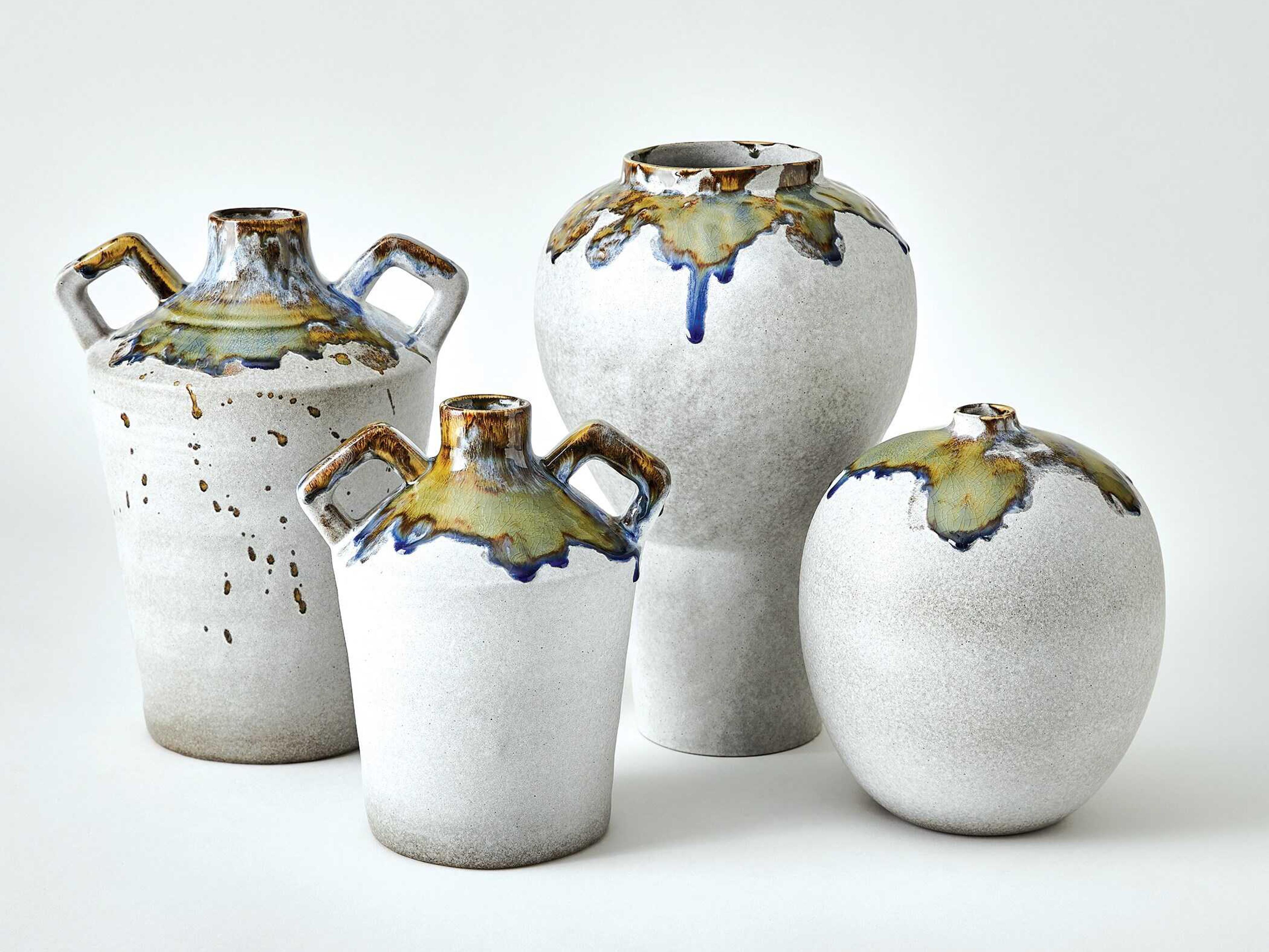 Global Views Volcan Grey Reactive Green Vase