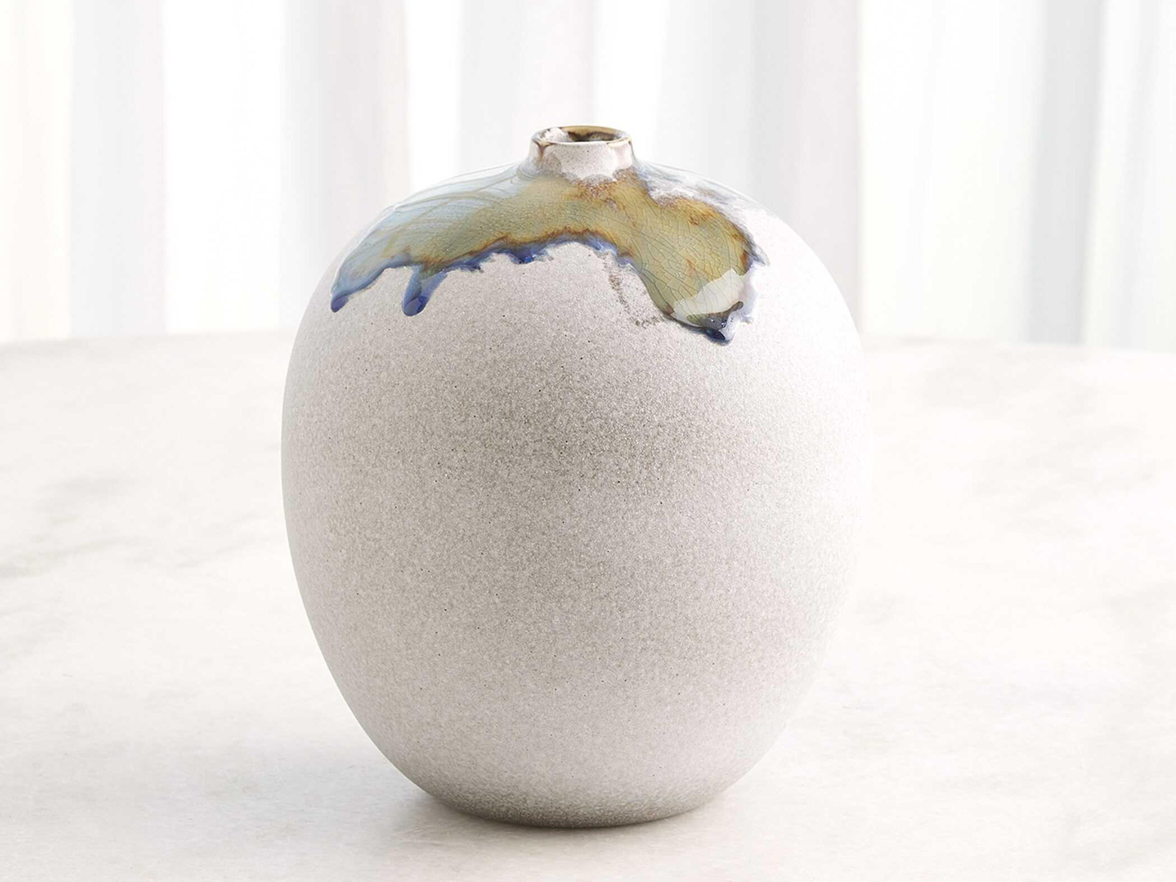 Global Views Volcan Grey Reactive Green Vase