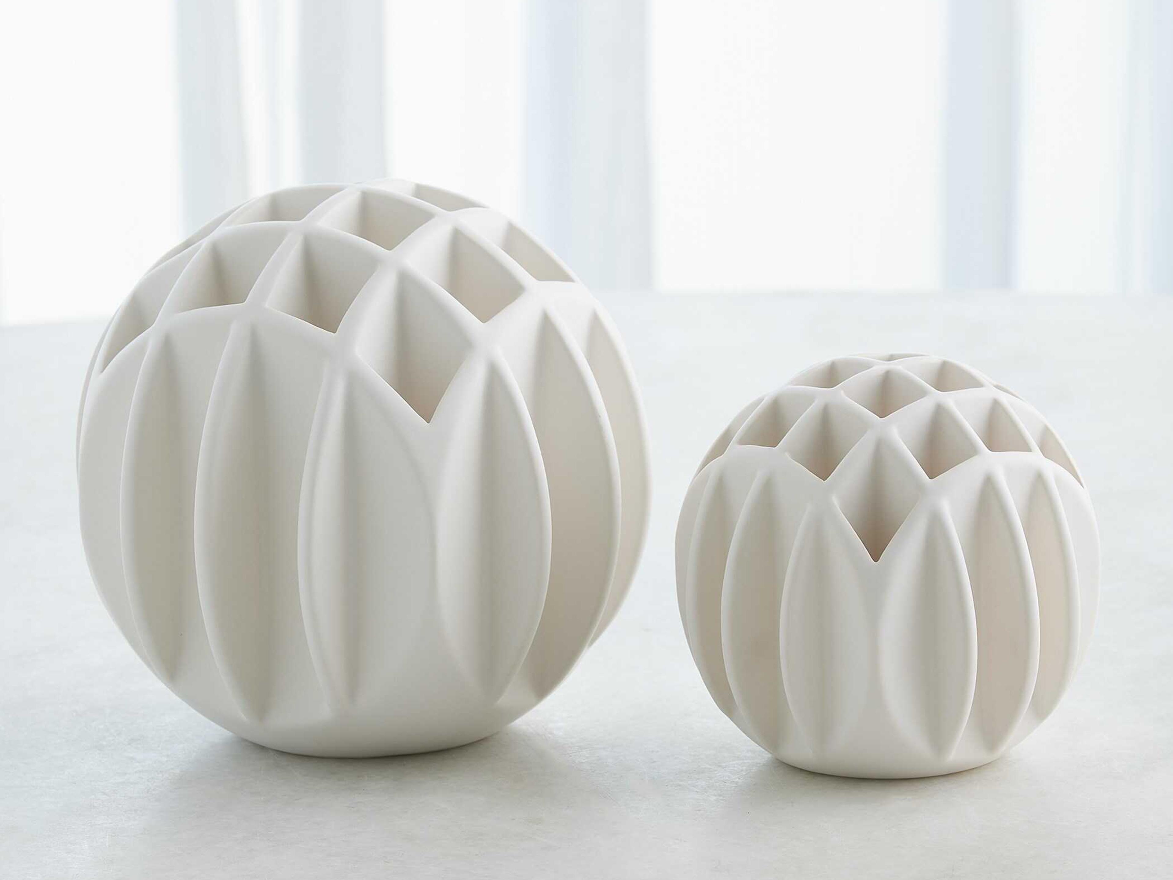 Global Views Bud Ball Matte White Vase