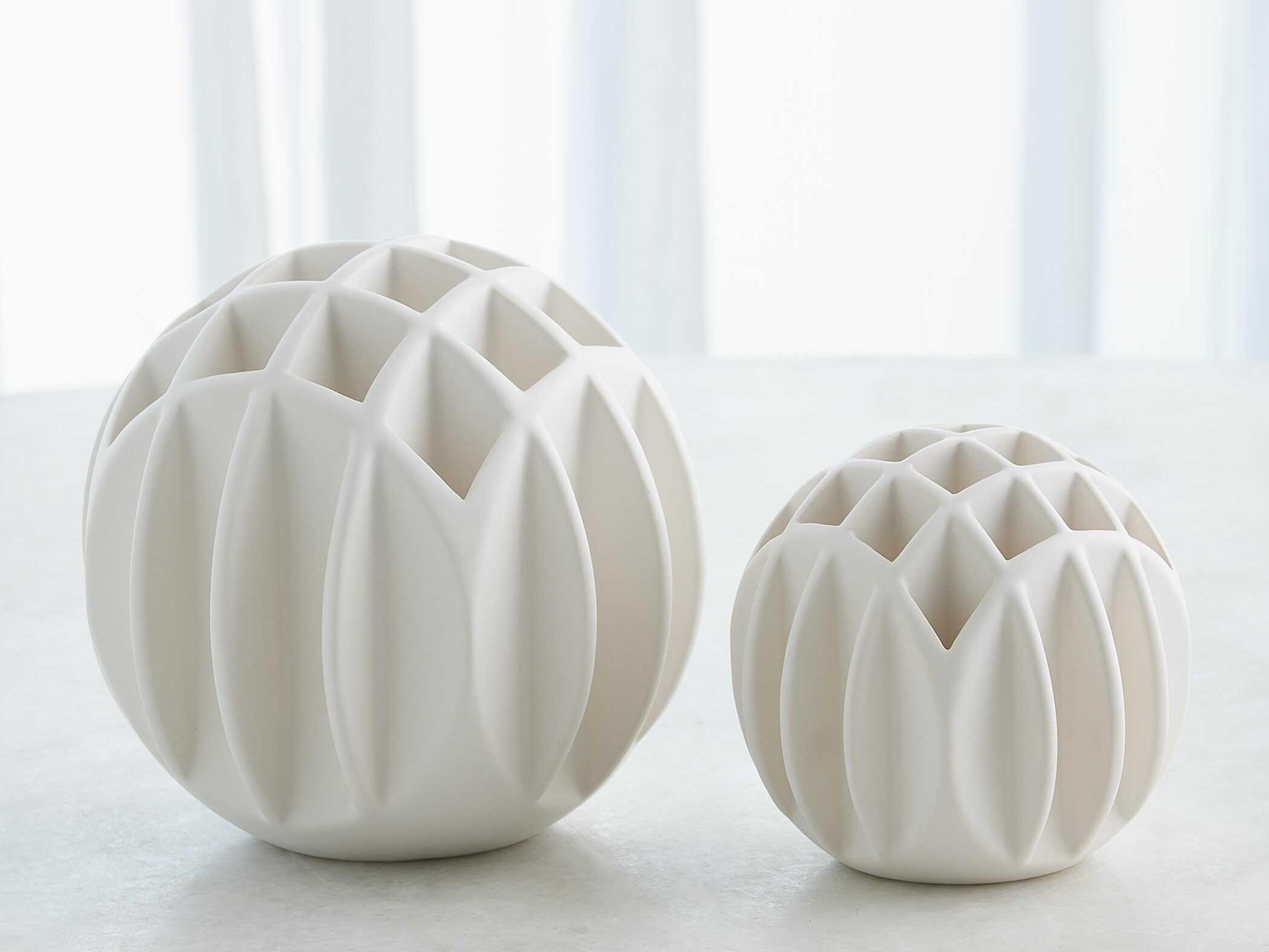 Global Views Bud Ball Matte White Vase