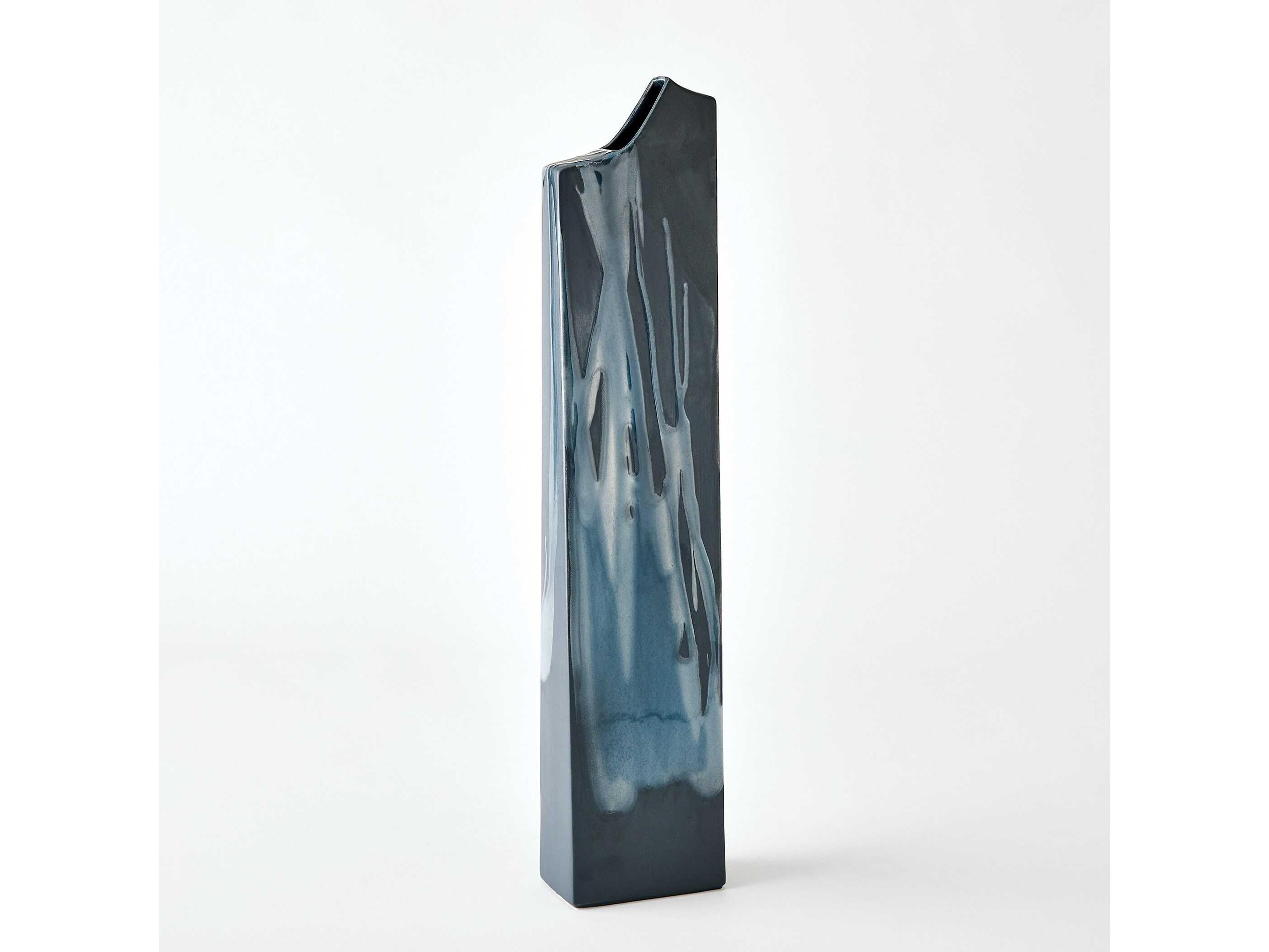 Global Views Column Splash Reactive Blue Vase