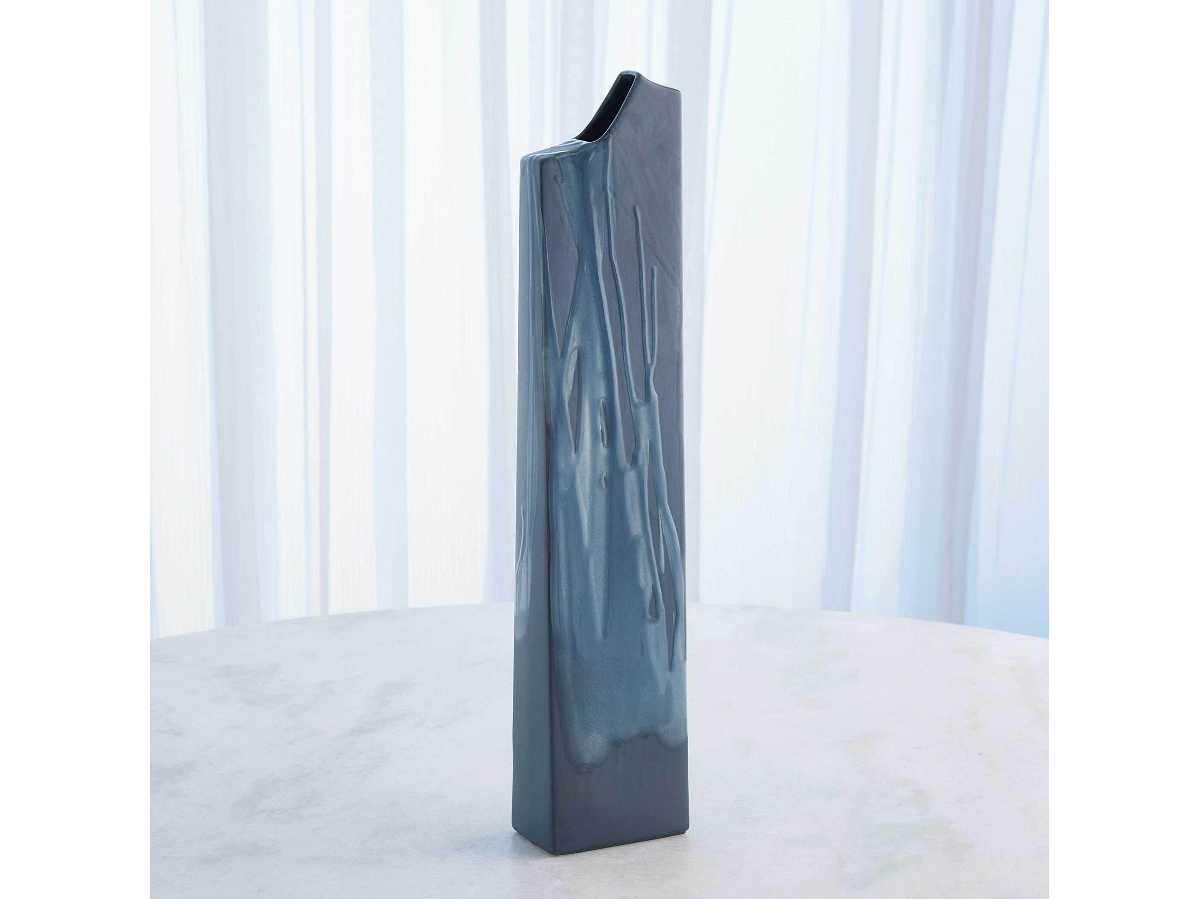 Global Views Column Splash Reactive Blue Vase