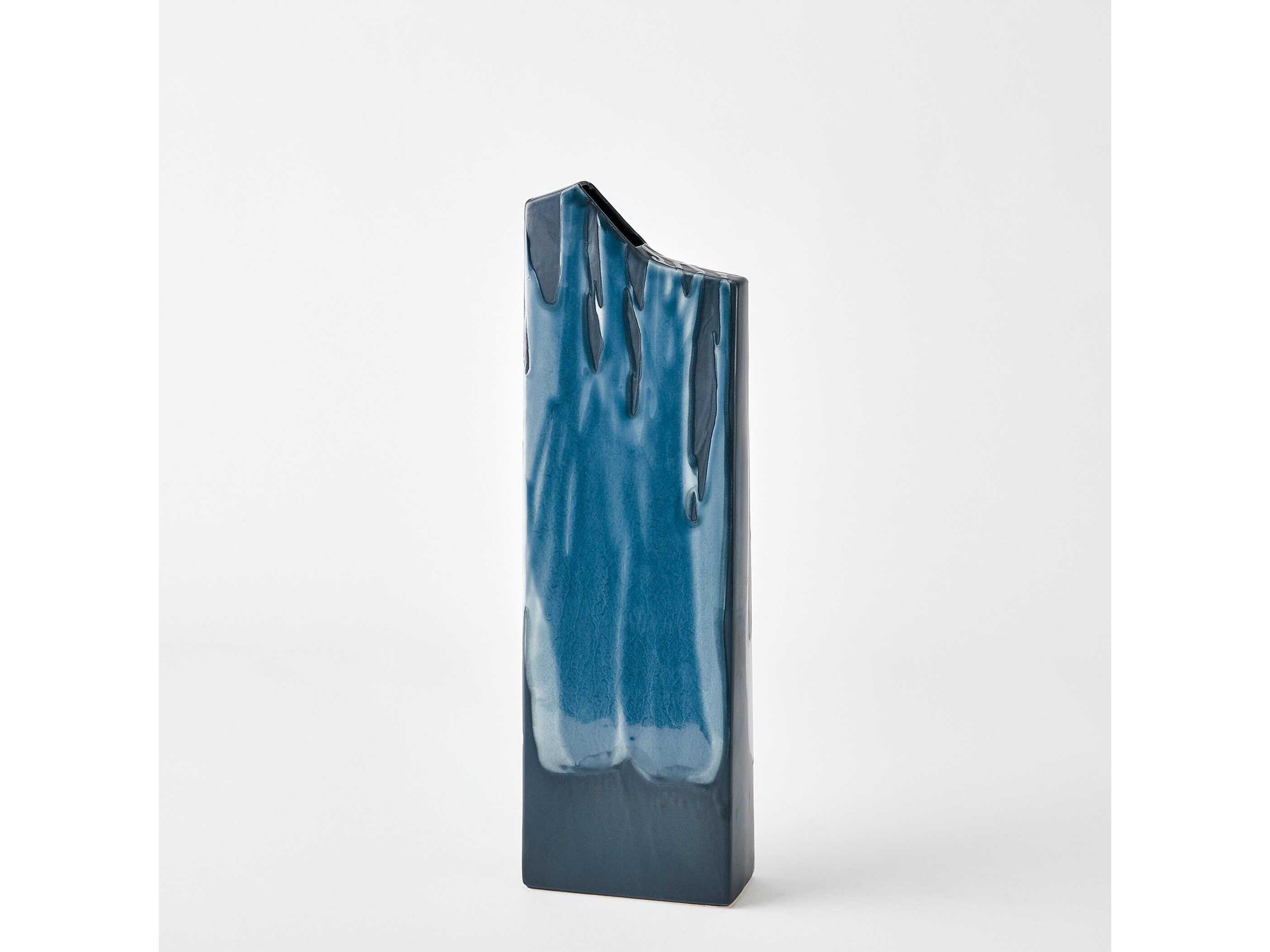 Global Views Column Splash Reactive Blue Vase