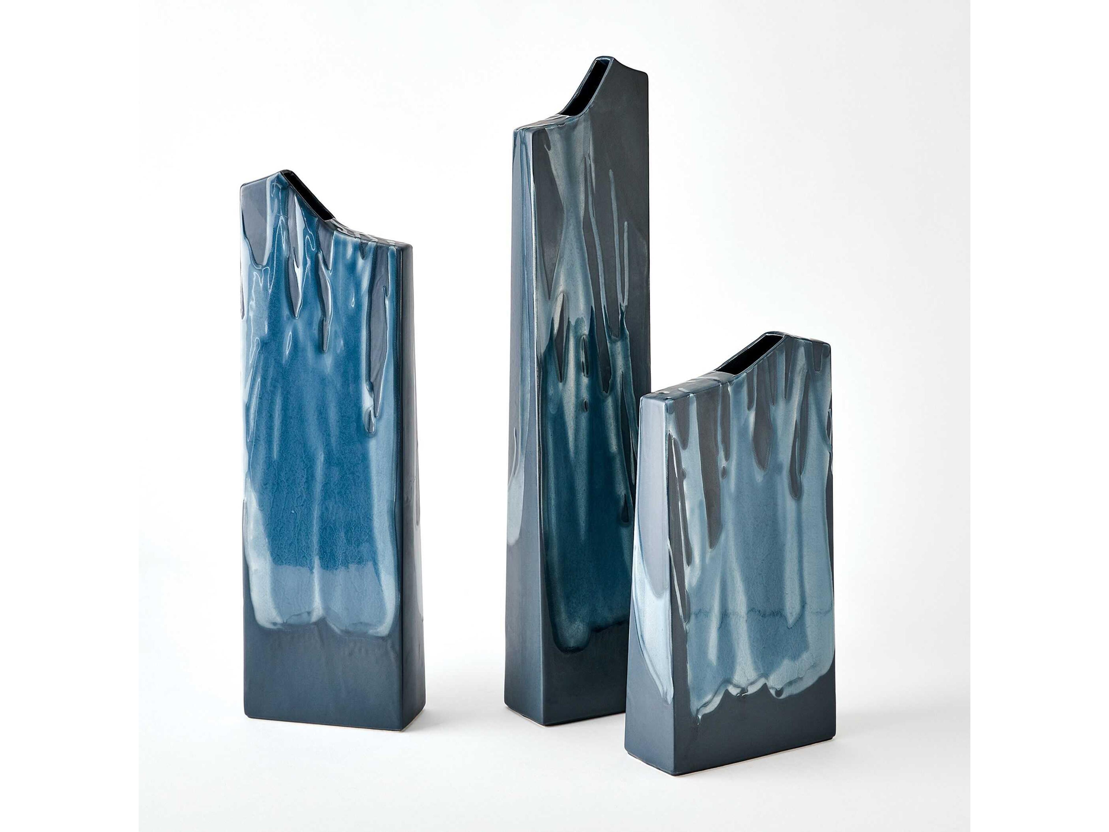 Global Views Column Splash Reactive Blue Vase