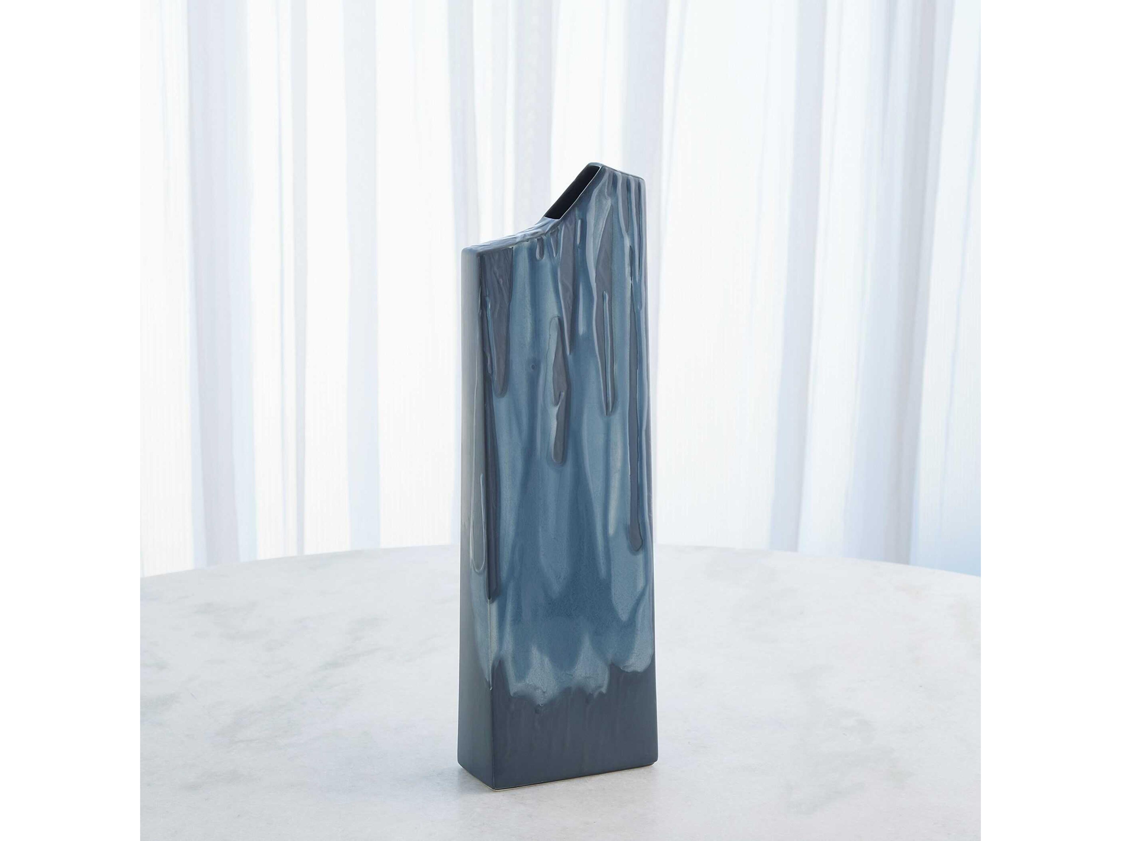 Global Views Column Splash Reactive Blue Vase