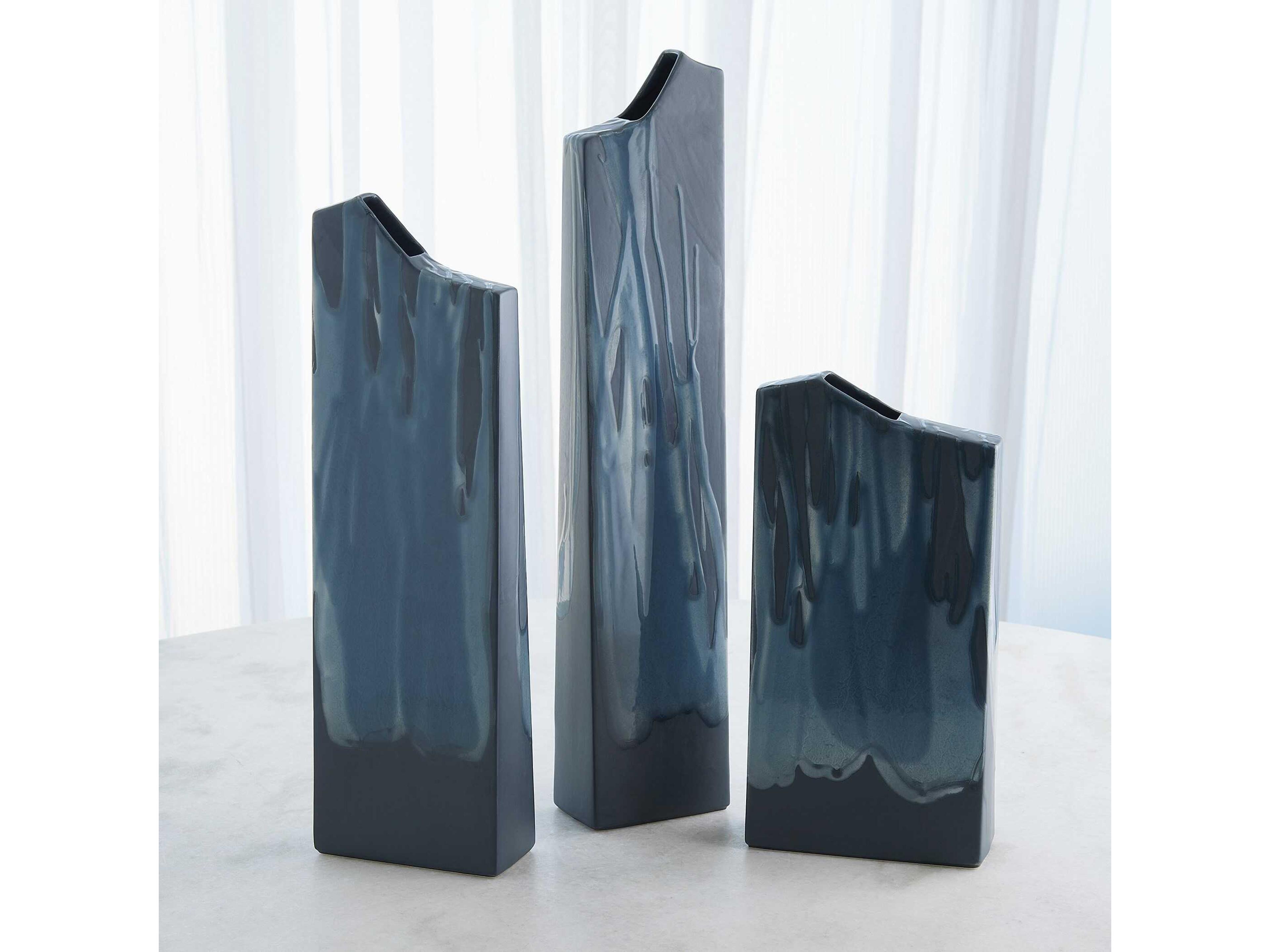 Global Views Column Splash Reactive Blue Vase